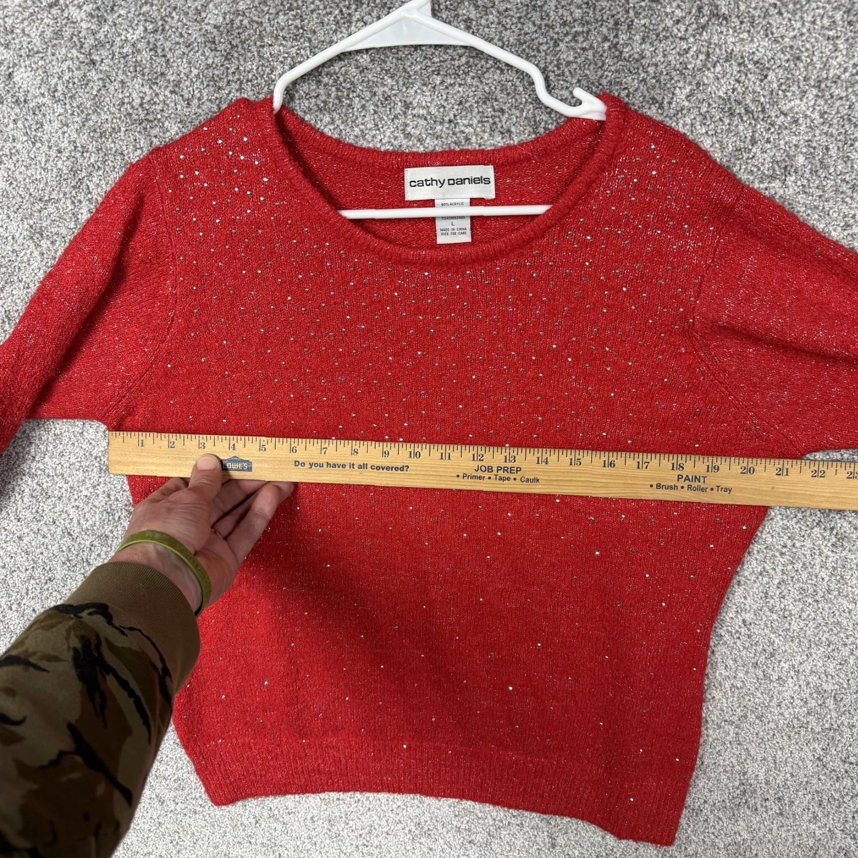Vintage VTG Cathy Daniels Sweater Womens L Red Glitter Knit Scarf Set Holiday Chic 90s Vintage 90s Gothic Size L / US 10 / IT 46 - 4 Thumbnail