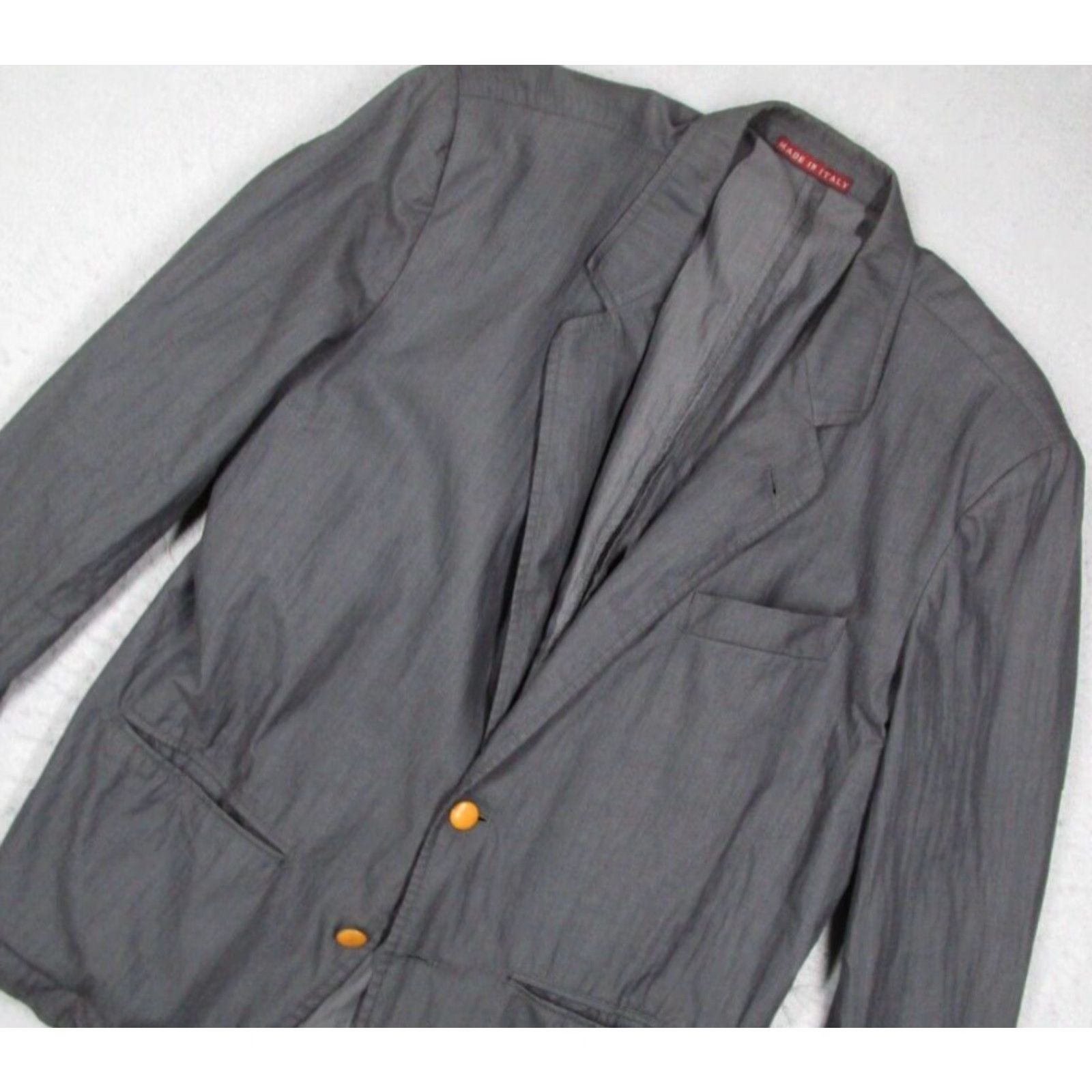 J.Crew VINTAGE Seventy International 2 Button Blazer Men's Medium Gray Cotton Made in Italy Size 40R - 2 Thumbnail