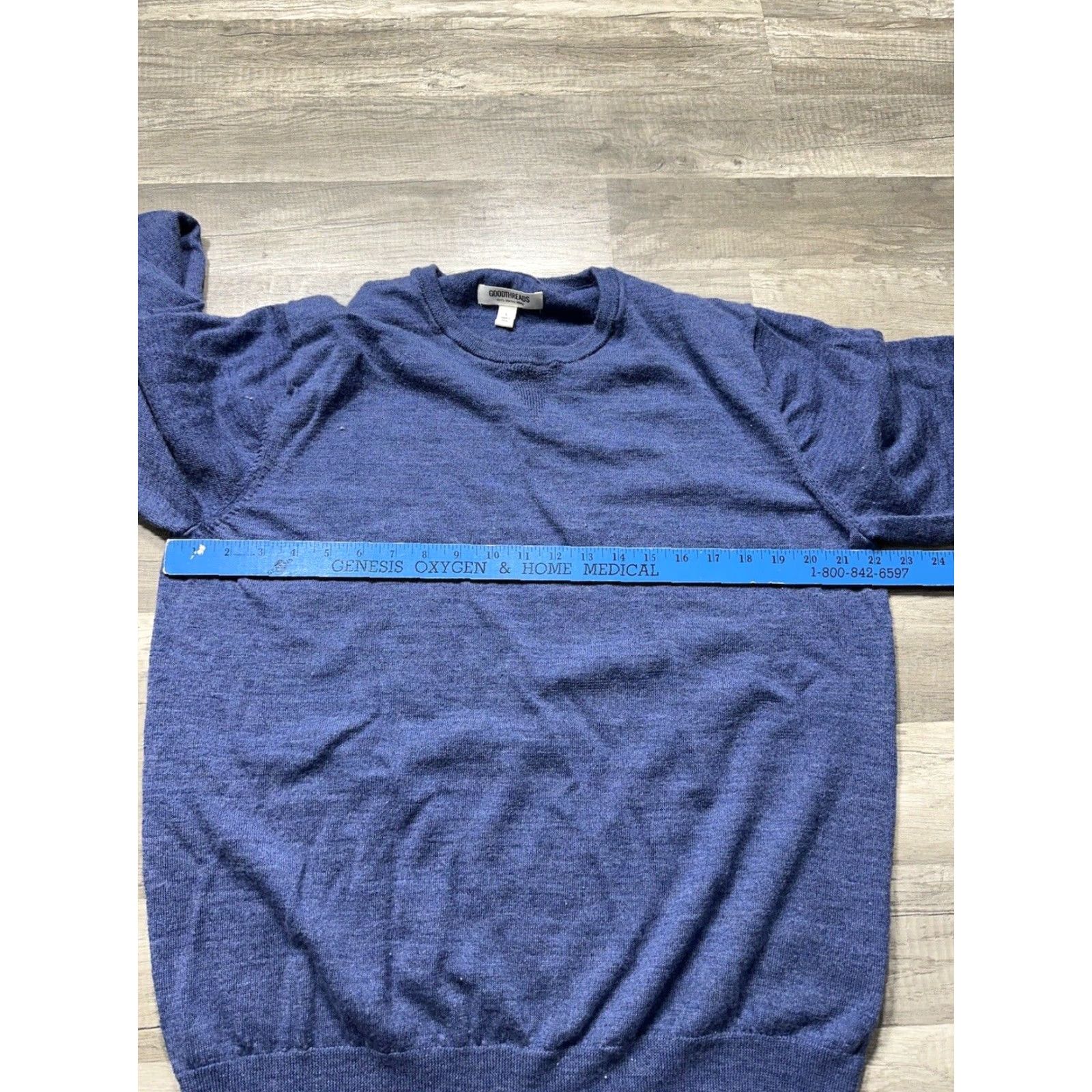 Vintage Goodthreads Mens Sweater 100% Merino Wool Crewneck Large Blue Long Sleeve Size US L / EU 52-54 / 3 - 6 Thumbnail