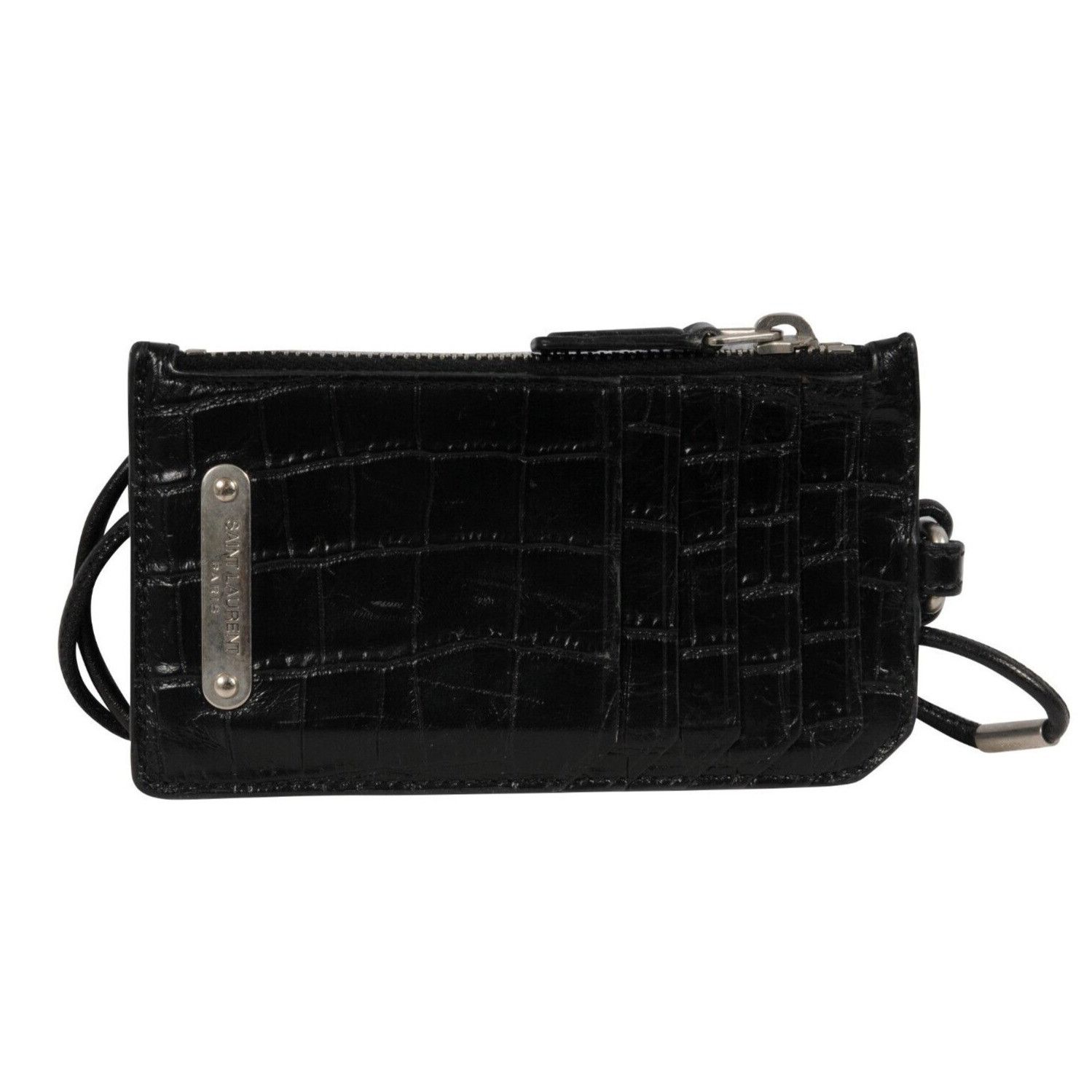Saint Laurent Paris Embossed Crocodile Leather Wallet Card Holder Size ONE SIZE - 1 Thumbnail