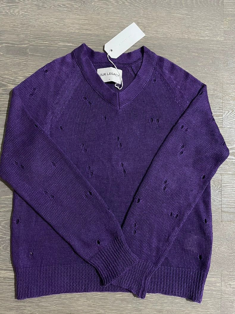 Our Legacy Our Legacy Purple Distressed Sweater Size US M / EU 48-50 / 2 - 1 Thumbnail