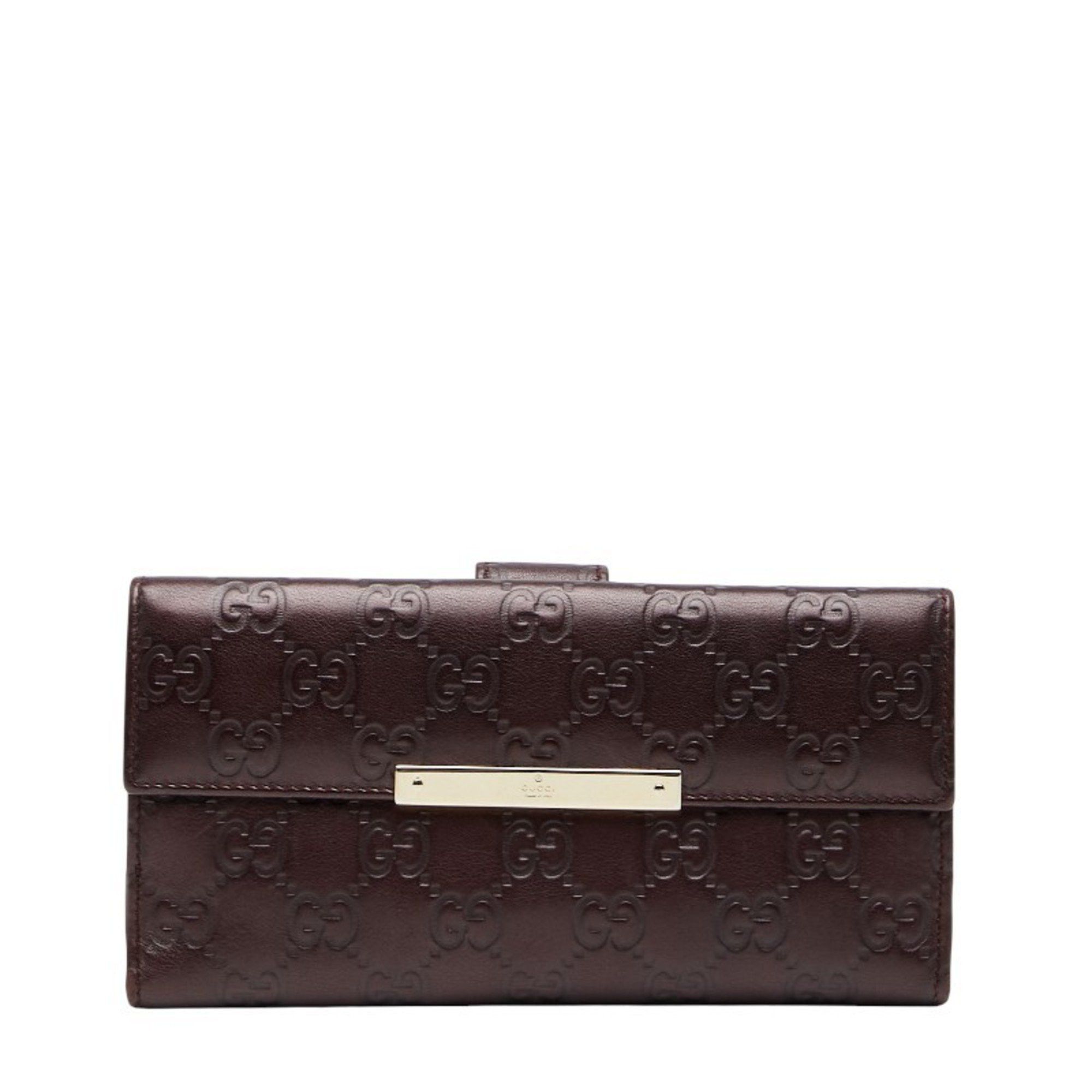 Gucci Gucci Guccissima Double-Hook Long Wallet 112715 Brown Leather Women's GUCCI Size ONE SIZE - 1 Thumbnail