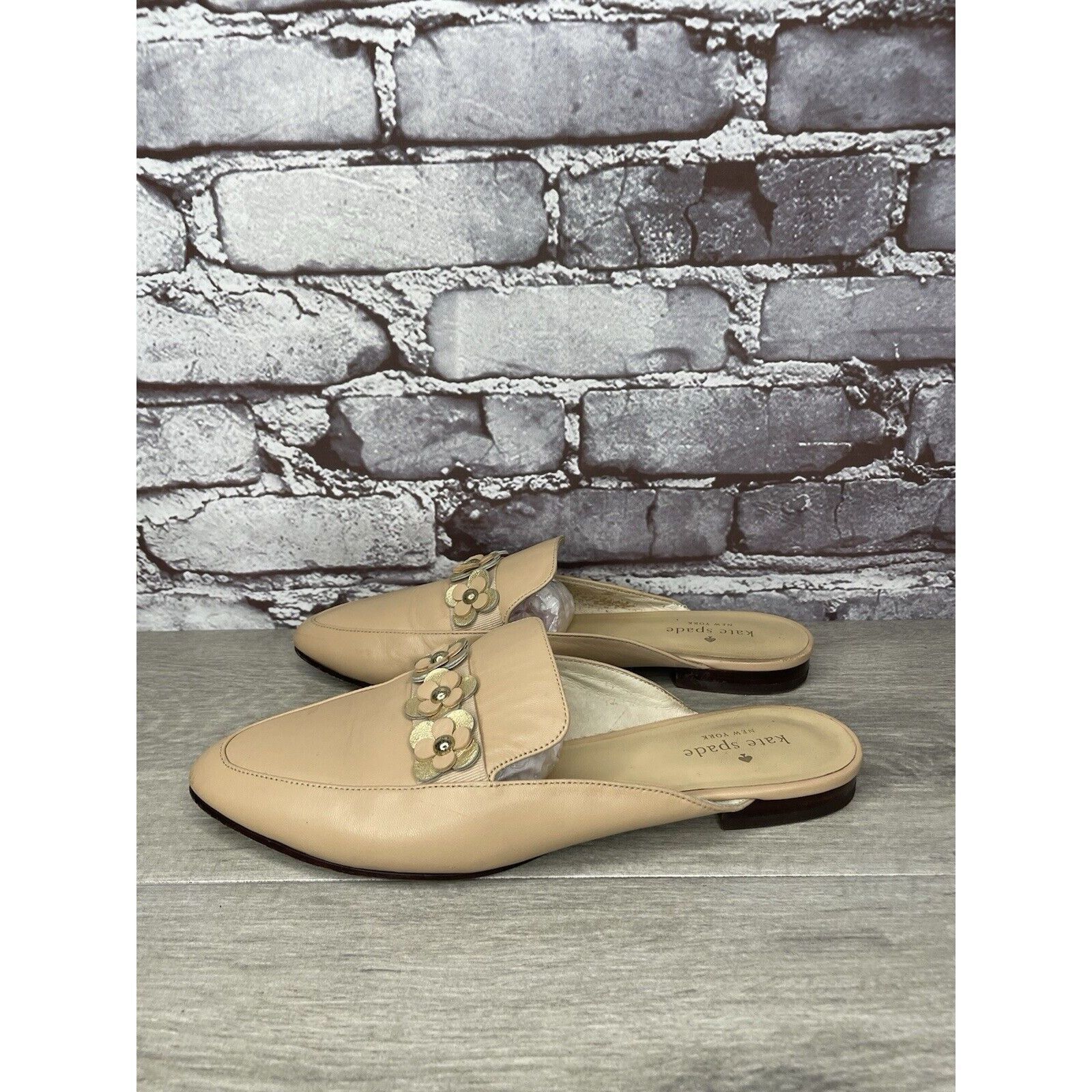 Kate Spade Kate Spade Nude Pink Leather Floral Accent Pointed Mules Sho Size US 8 / IT 38 - 21 Thumbnail