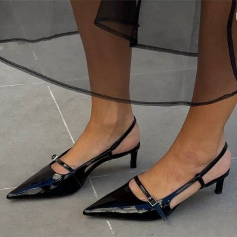 Zara Faux Patent Leather Heel Shoes NWT Last One!!! in Black, Women's (Size 8)