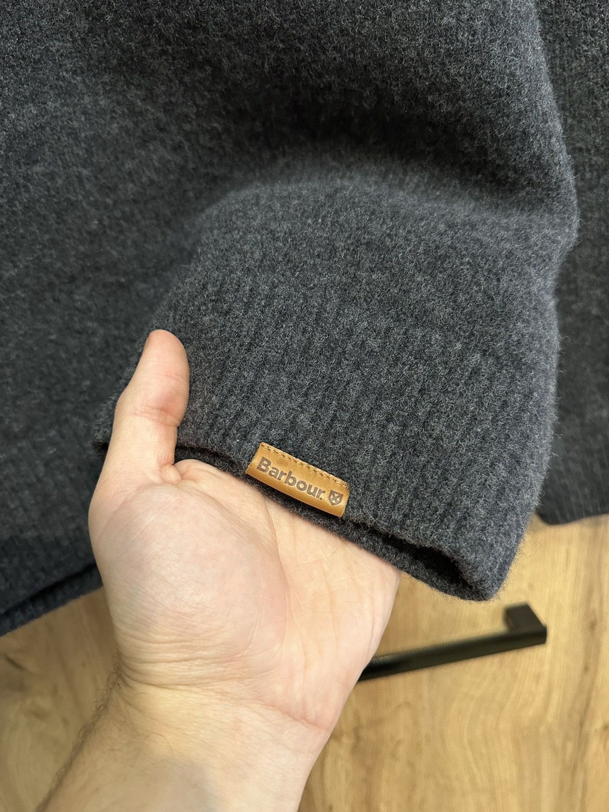 Barbour Essential Chunky Half Button Grey Sweater Wool