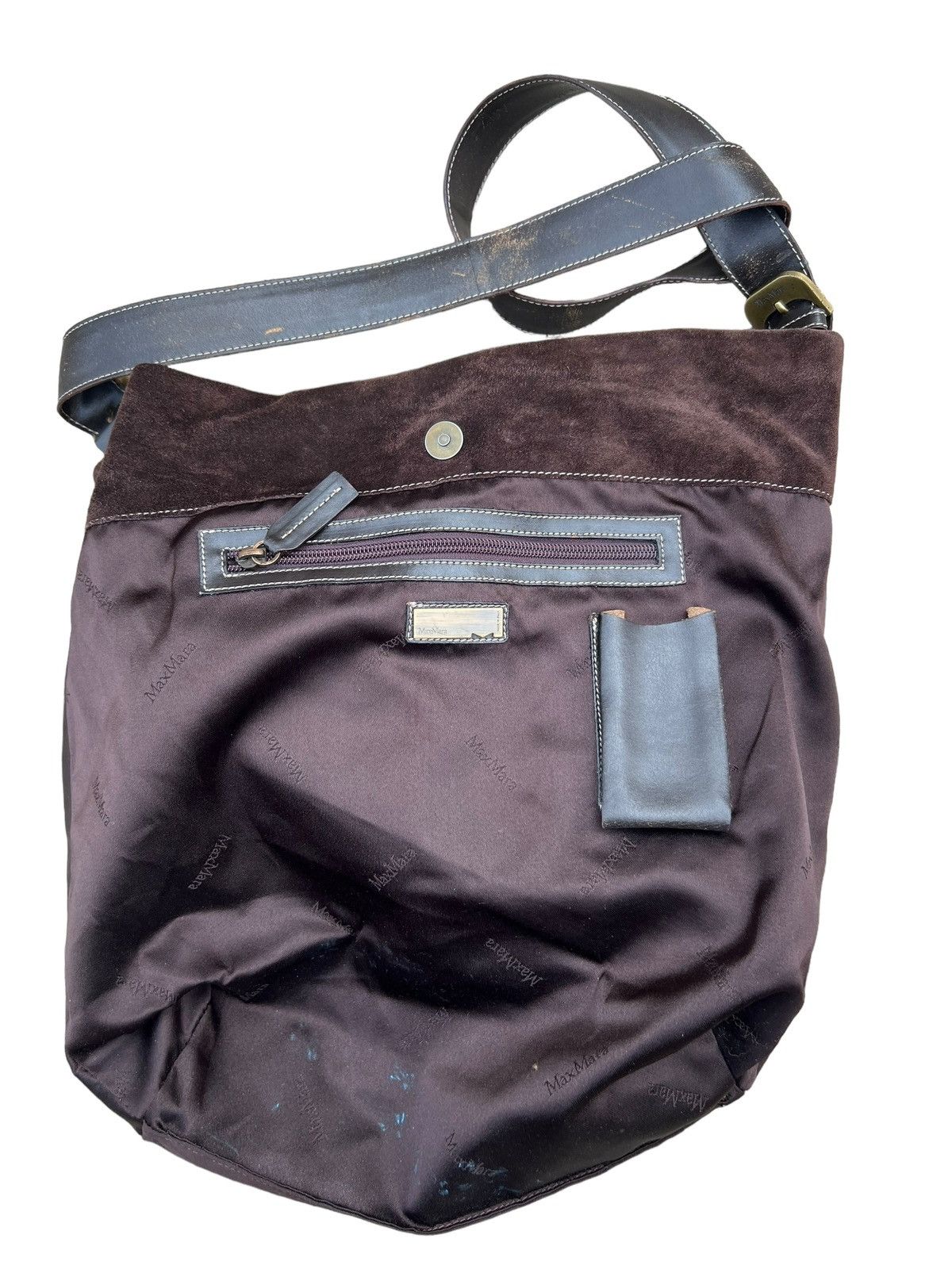 Leather × Vintage Vintage MaxMara Brown Suede Leather Large Shoulder Bag Size ONE SIZE - 17 Thumbnail