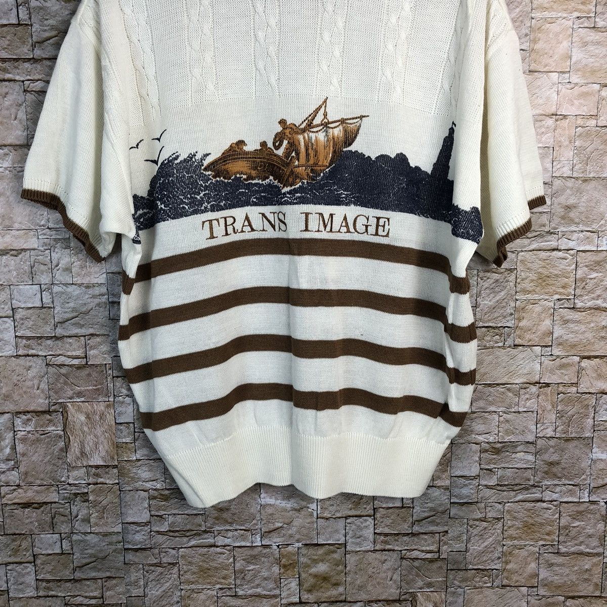 Homespun Knitwear × Japanese Brand A Maggio White Knitwear short sleeve vintage japan #A225 Size L / US 10 / IT 46 - 3 Thumbnail