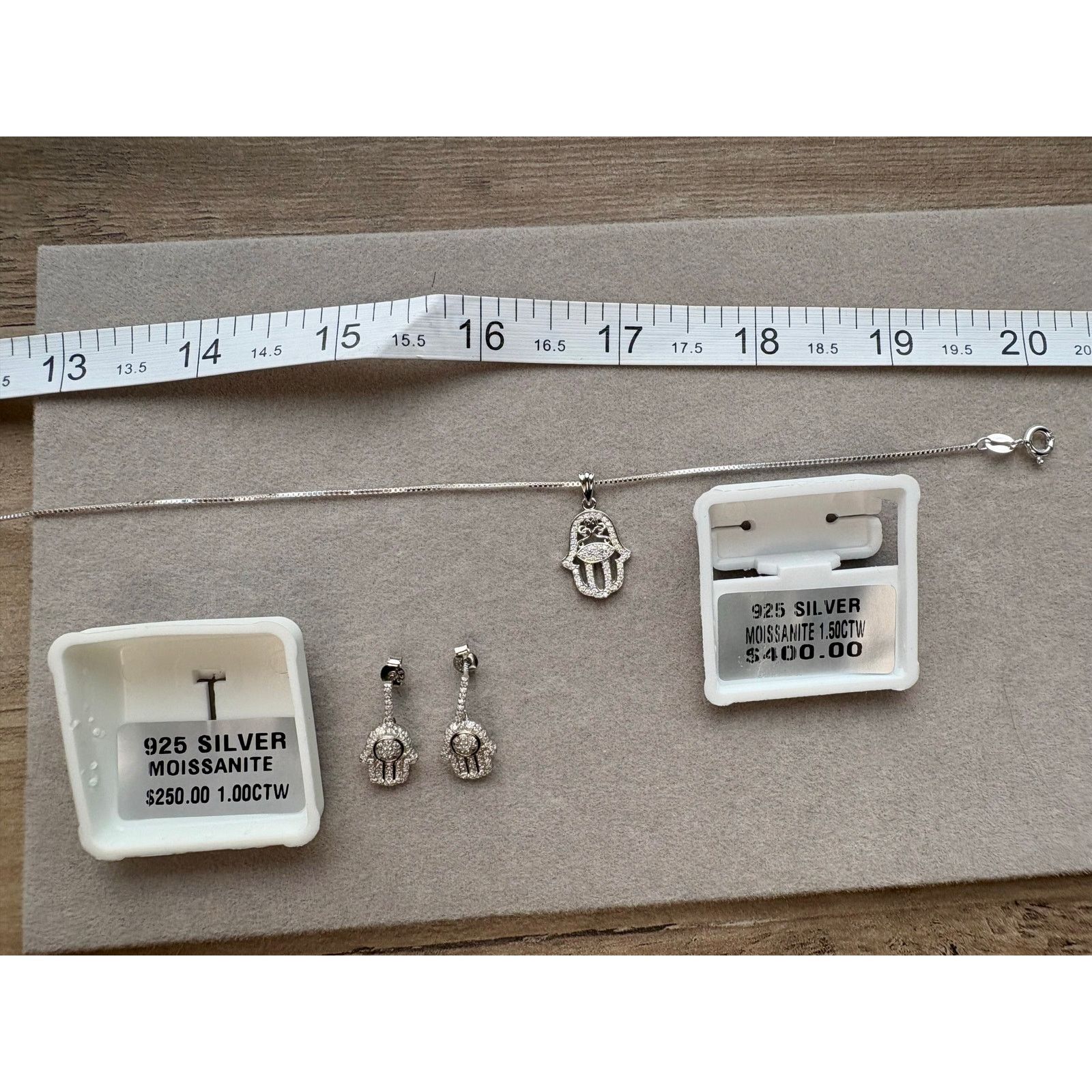 Jewelry NWT Hamsa Moissanite Necklace & Earring Bundle - 925 Silver Size ONE SIZE - 4 Thumbnail