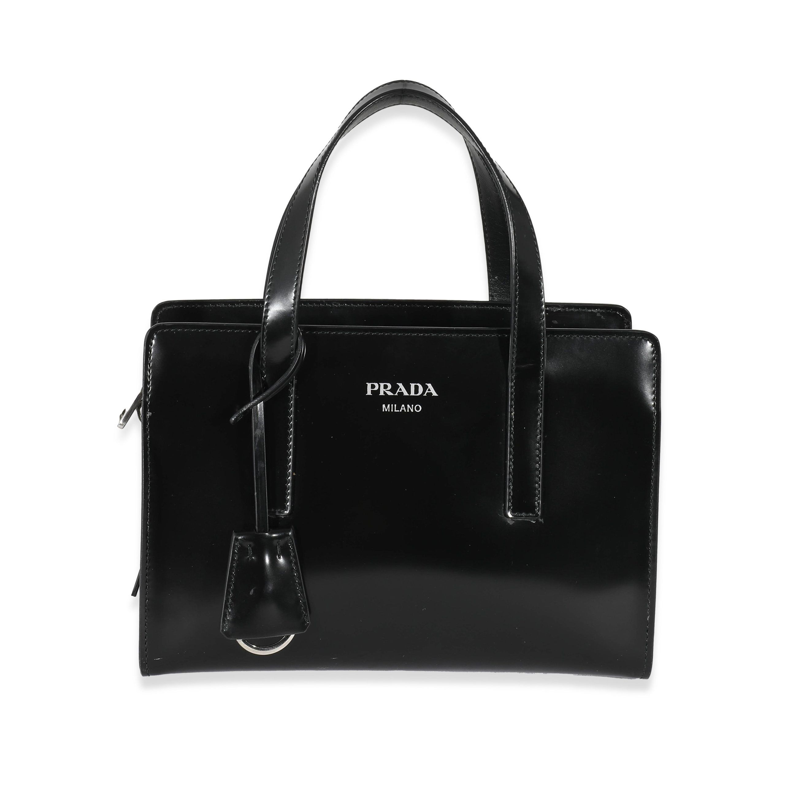 image of Prada Black Brushed Calfskin Mini Re-Edition 1995 Bag, Women's