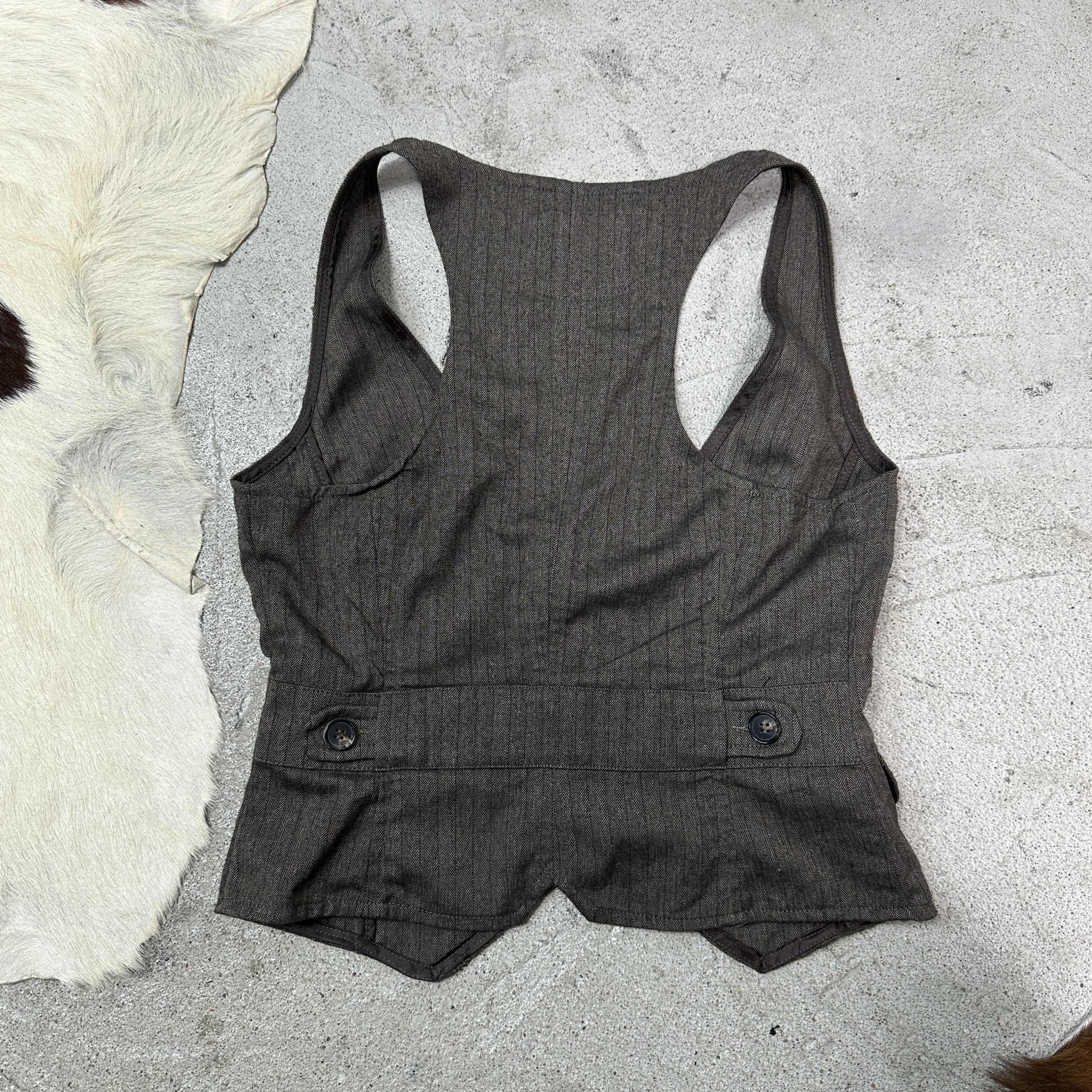 Vintage Vintage Avant Garde Office Siren Pinstripe Vest Y2K Size M / US 6-8 / IT 42-44 - 3 Thumbnail