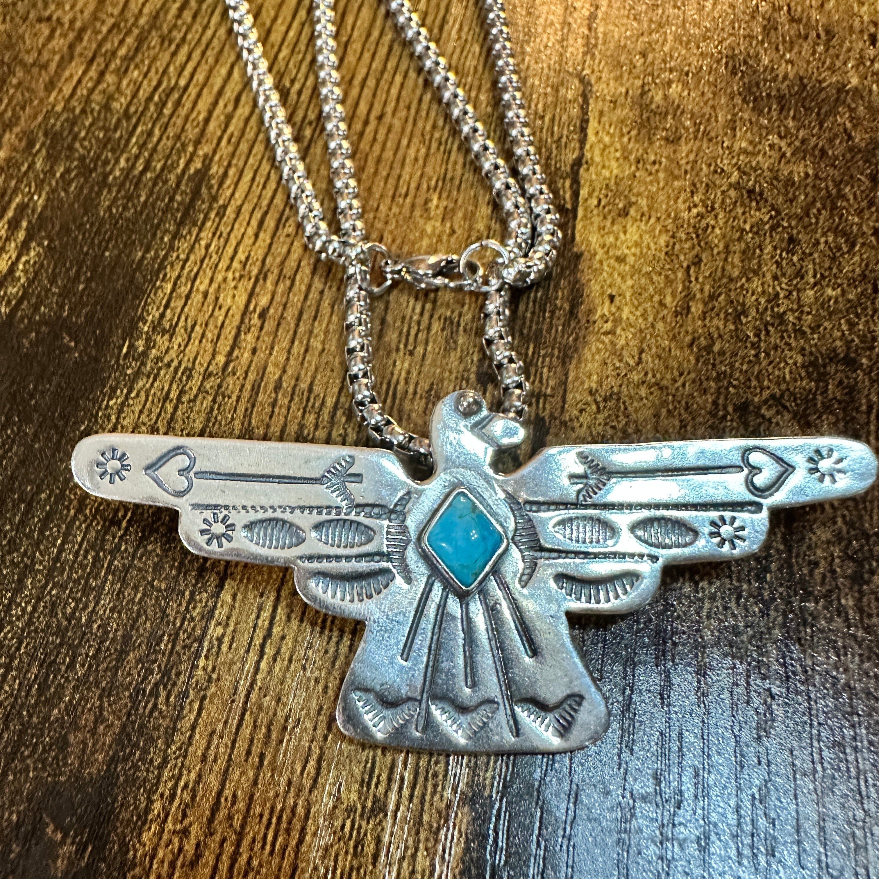Other Native American Handcrafted Thunderbird Turquoise and Silver Size ONE SIZE - 8 Thumbnail