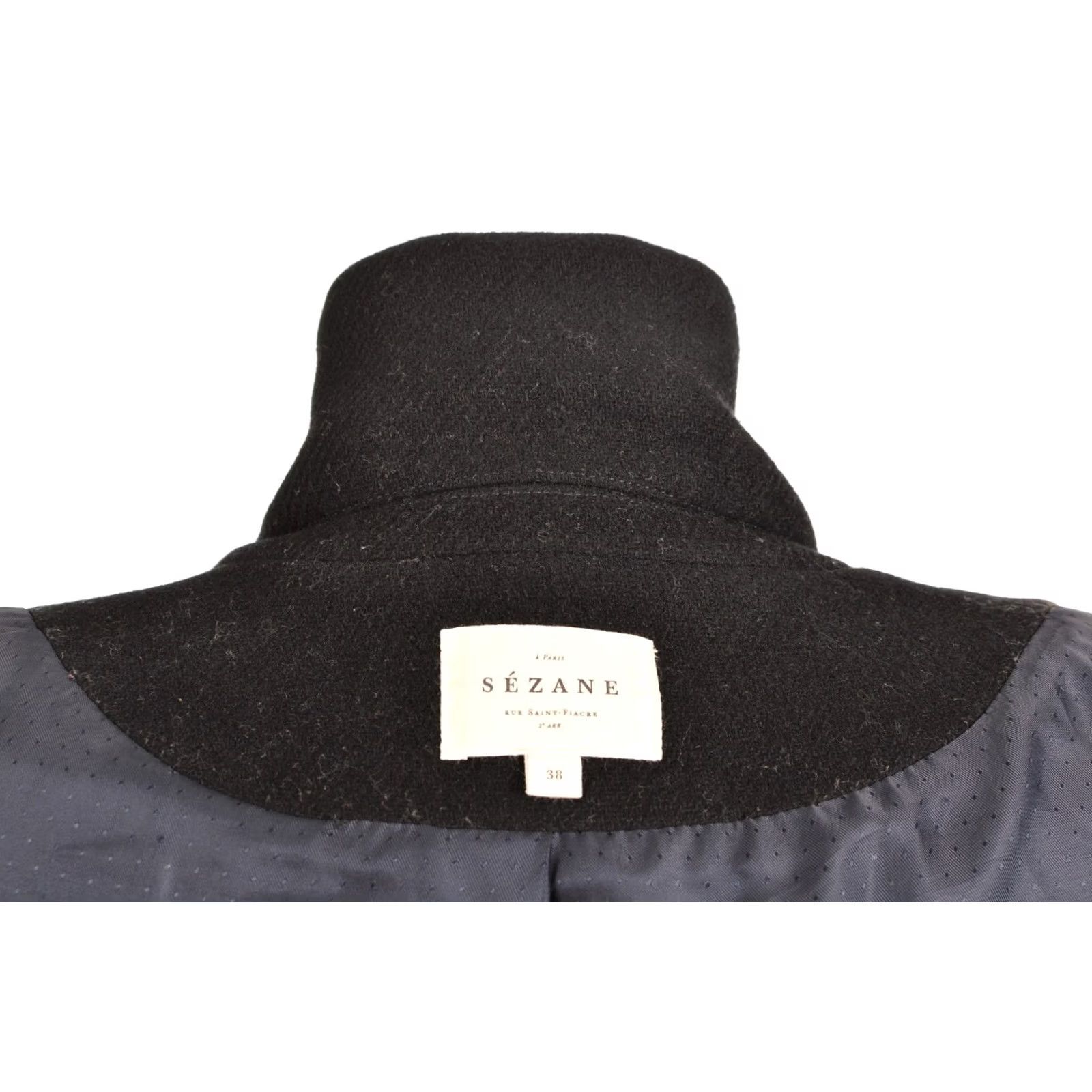 Vintage Sezane Johnson Coat Overcoat Wool Black EU 38 Women XS? Size XS / US 0-2 / IT 36-38 - 8 Thumbnail