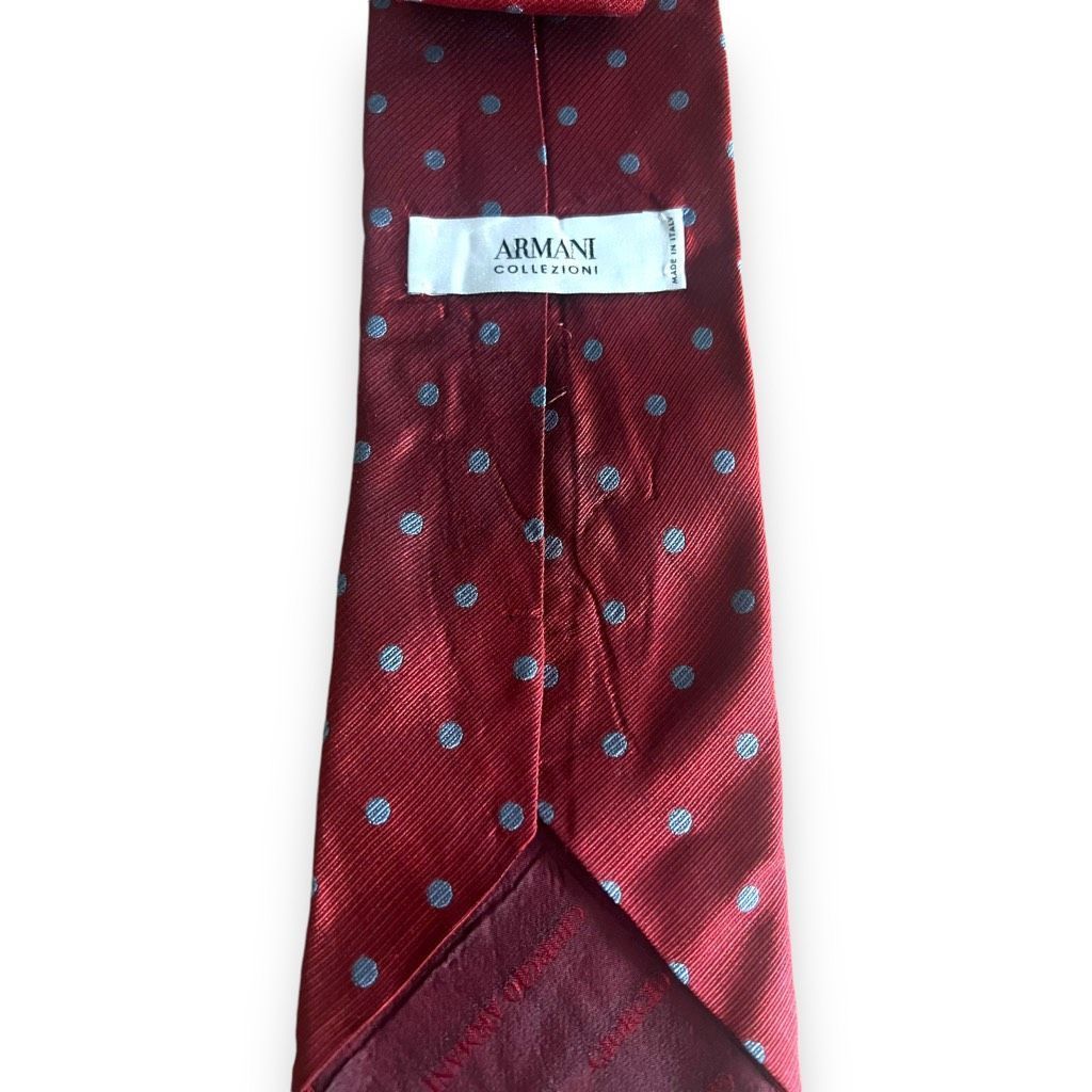 Armani Collezioni Armani Collezioni Men's Silk Necktie 3.75” Wide Red Gray Pol Size ONE SIZE - 4 Thumbnail
