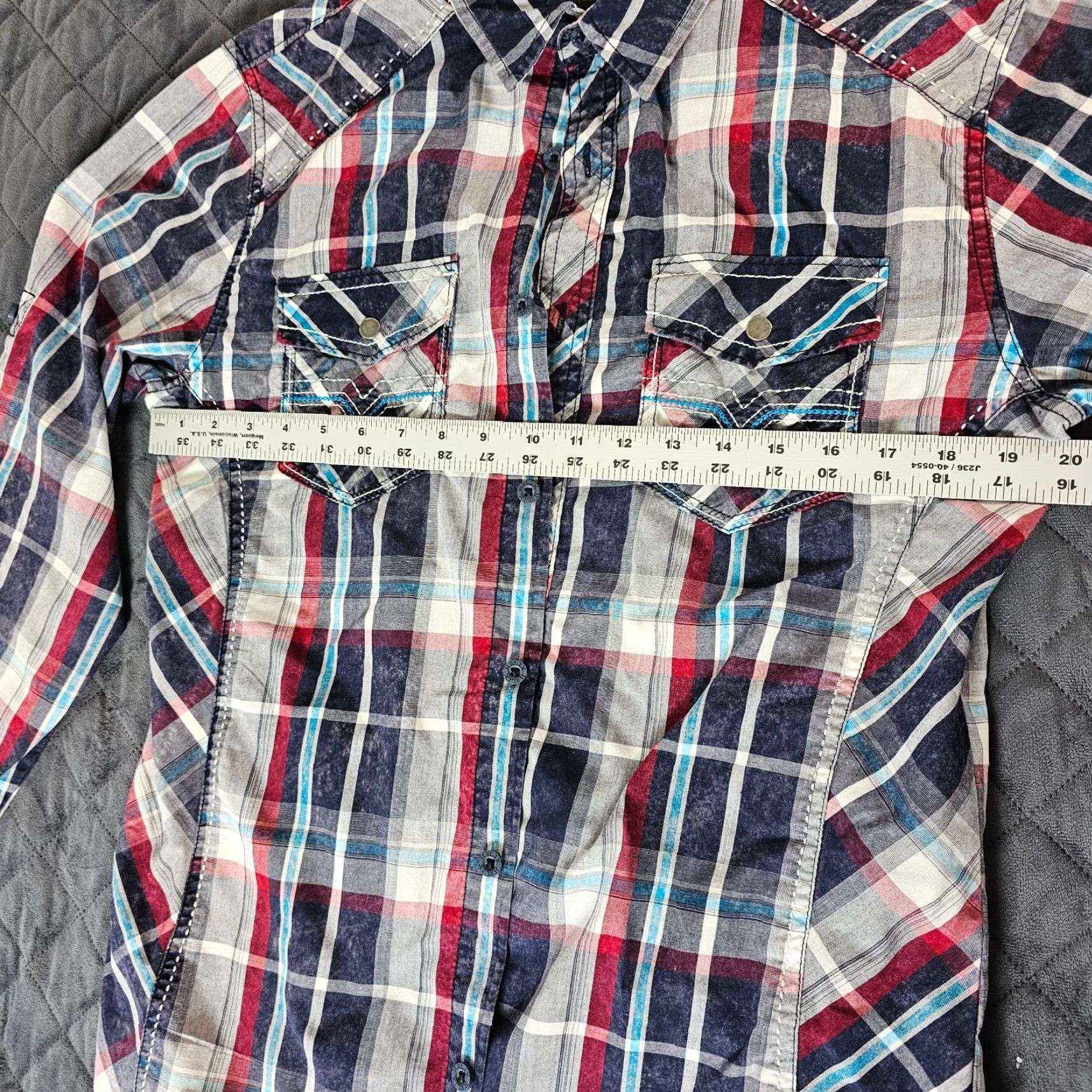 Vintage Helix Men’s Button Shirt Blue Plaid Size Medium Athletic Fit Pockets Western Size US M / EU 48-50 / 2 - 6 Thumbnail