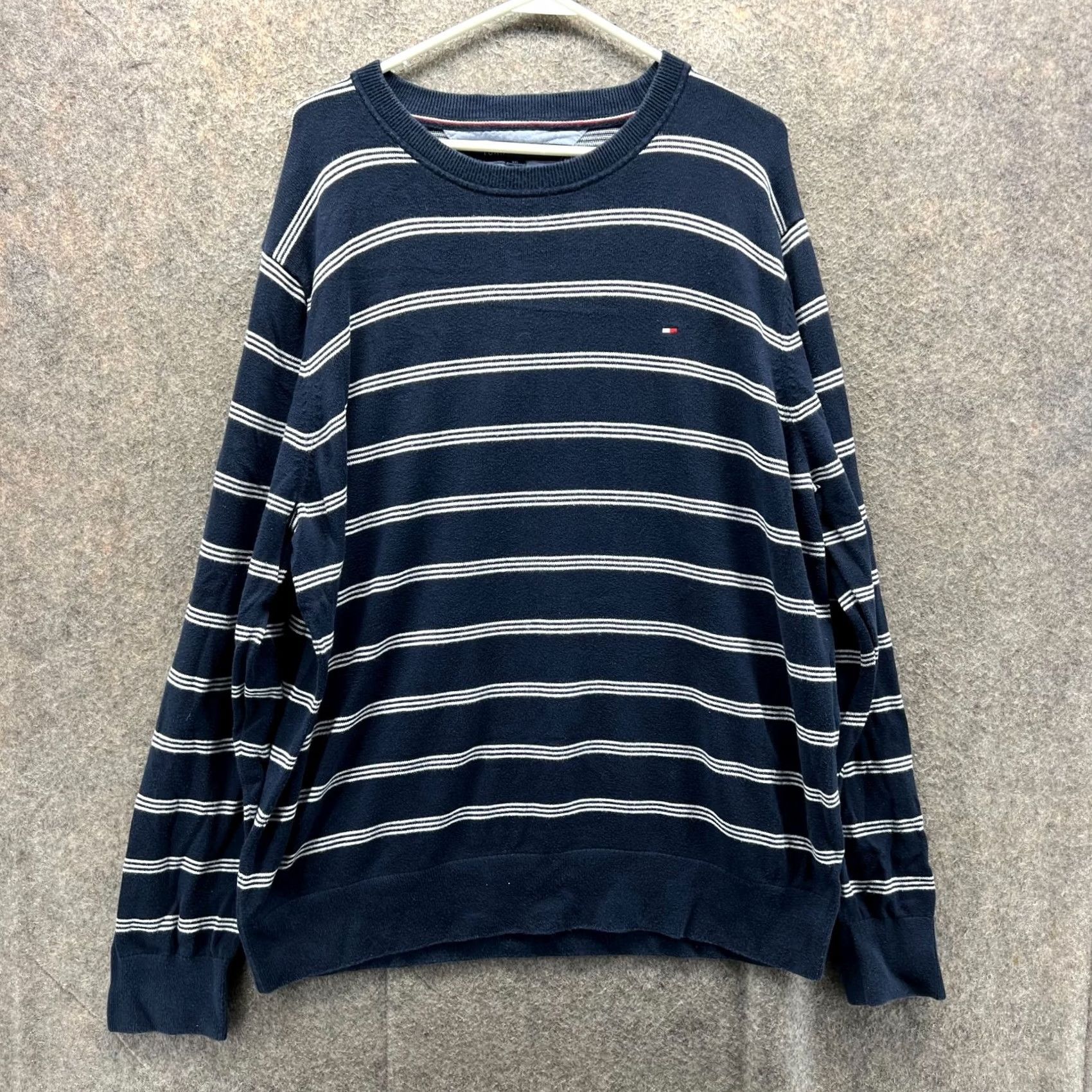 Tommy Hilfiger VINTAGE Tommy Hilfiger Sweatshirt Mens XXL Blue Striped Crewneck Pima Cotton Pullover Size US XXL / EU 58 / 5 - 2 Thumbnail