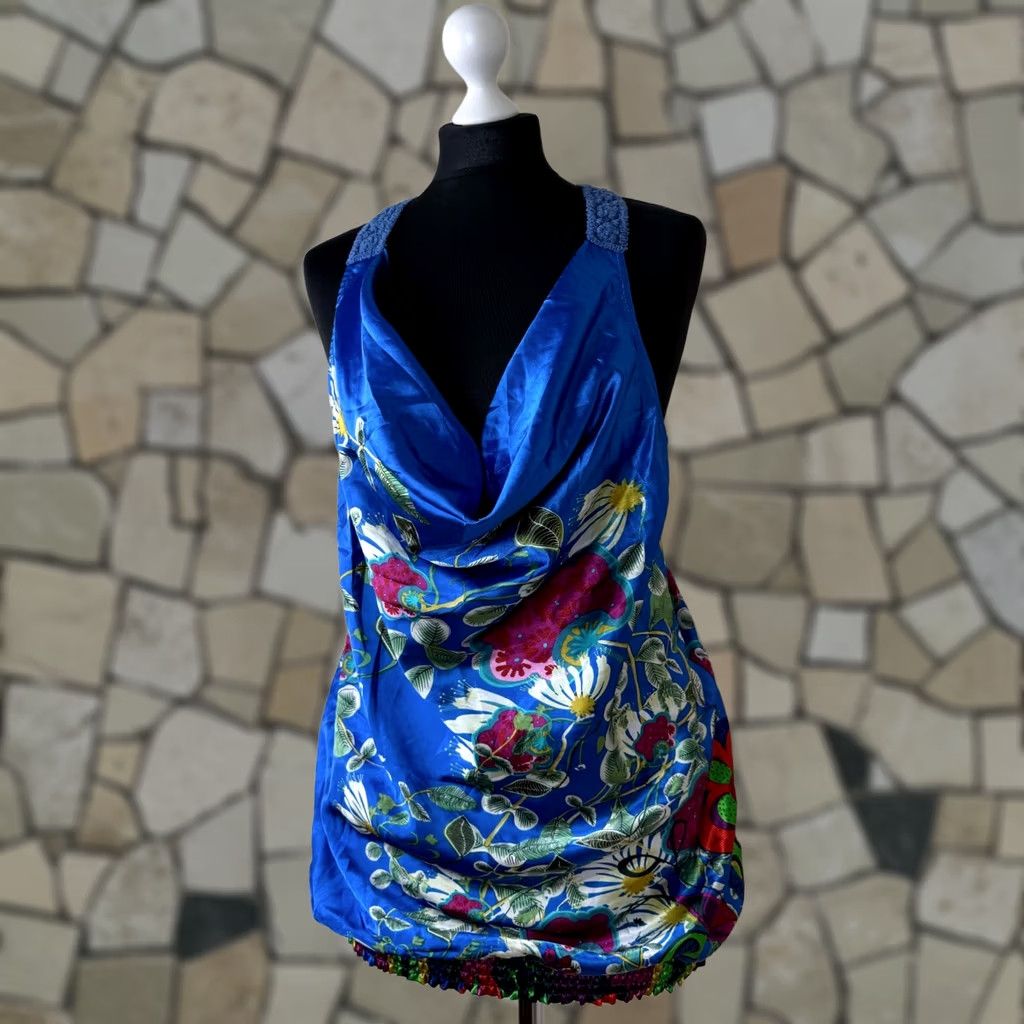 Desigual Desigual Blouse Shirt Womens XL Blue Sleeveless Top 21b2424 Size XL / US 12-14 / IT 48-50 - 1 Thumbnail