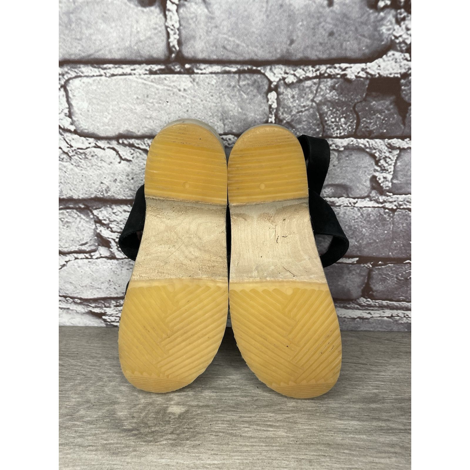 Other Mabo Black Leather Peep Toe Strap Sweden Clogs Heel Sandals Size US 4 / IT 34 - 6 Thumbnail