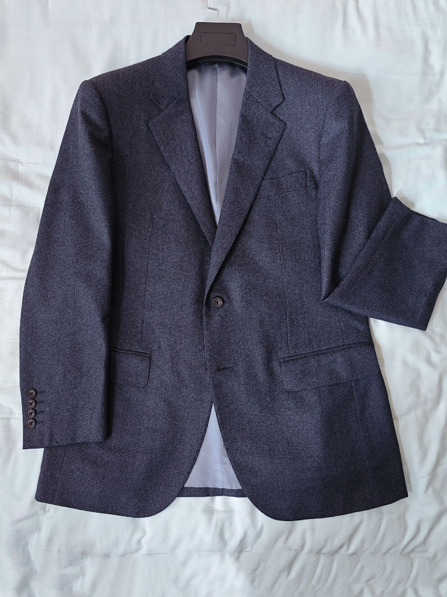 Japanese Brand Italian Wool Custom Suit in Blue Black Size US M / EU 48-50 / 2 - 1 Thumbnail