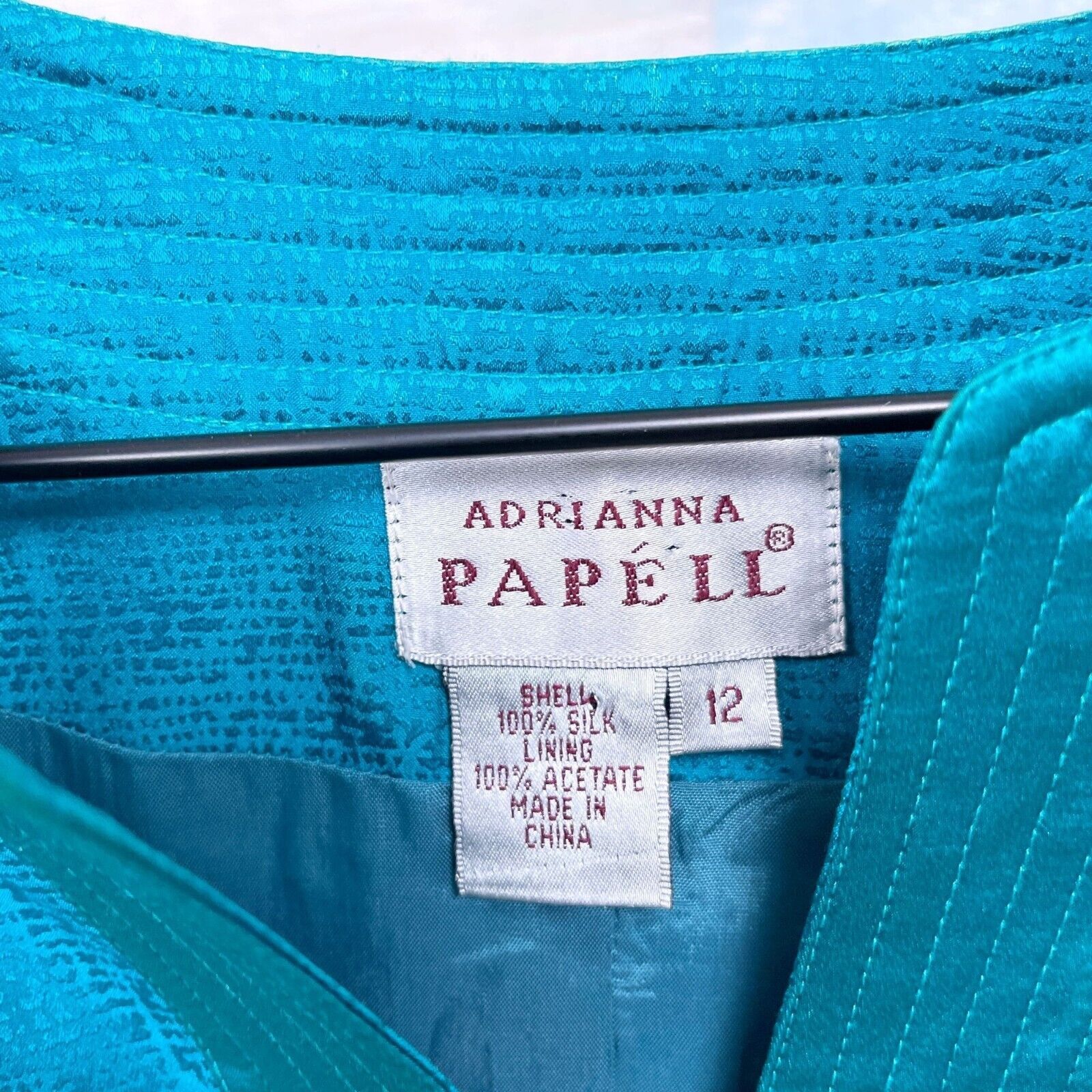 Vintage Adrianna Papell Silk Satin Skirt Suit Blue Womens 12 Size 34" / US 12 / IT 48 - 7 Thumbnail