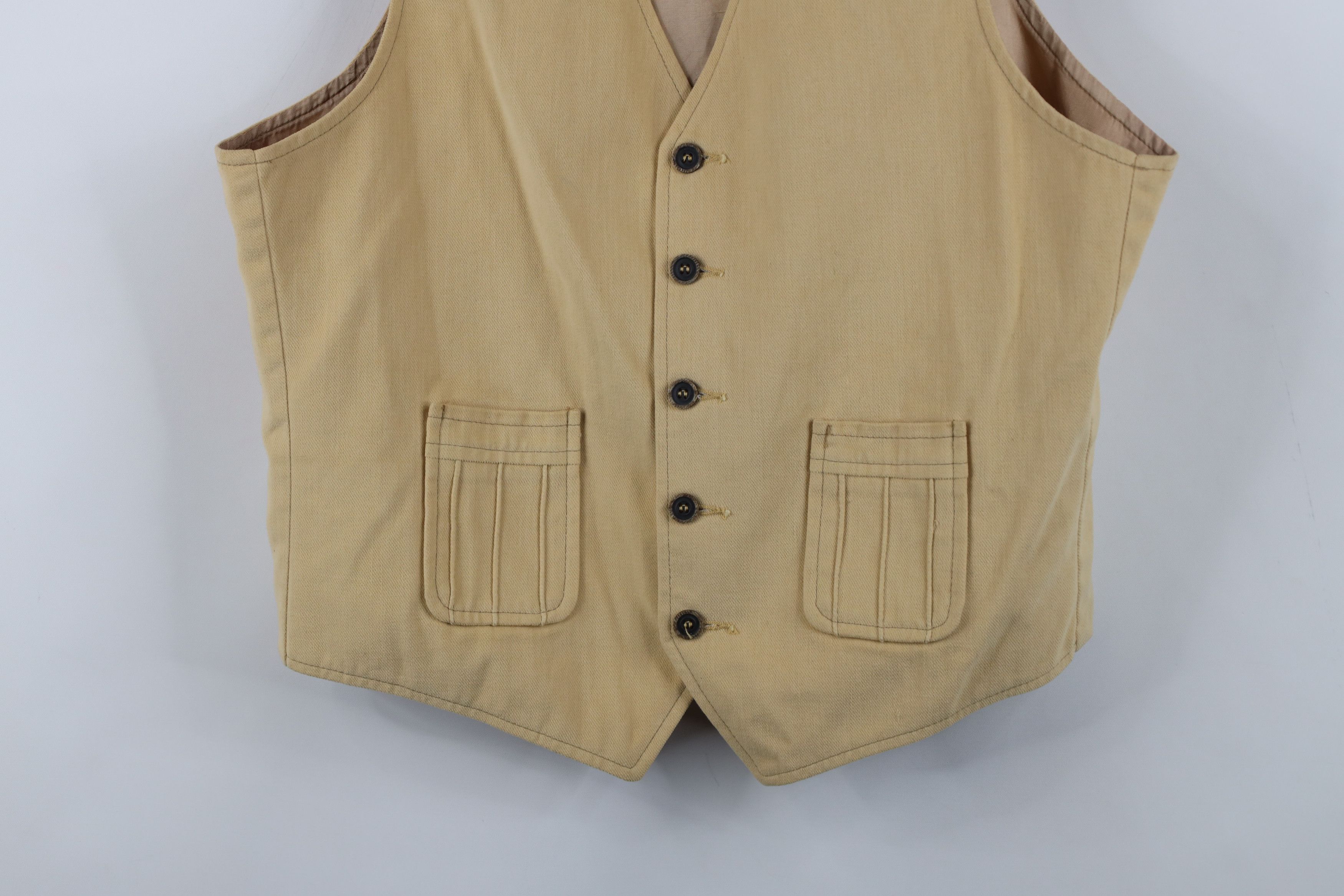 Vintage Vintage 60s 70s Streetwear Corduroy Vest Jacket Beige USA Size US XL / EU 56 / 4 - 3 Thumbnail