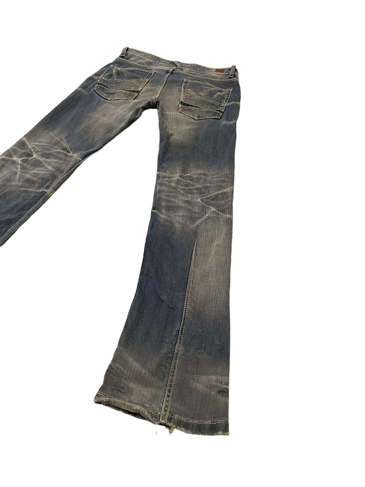 Japanese Brand Flare Jeans Nicole Club Distress Honeycomb Stretch Slim 7🟦7 Size US 33 - 13 Thumbnail