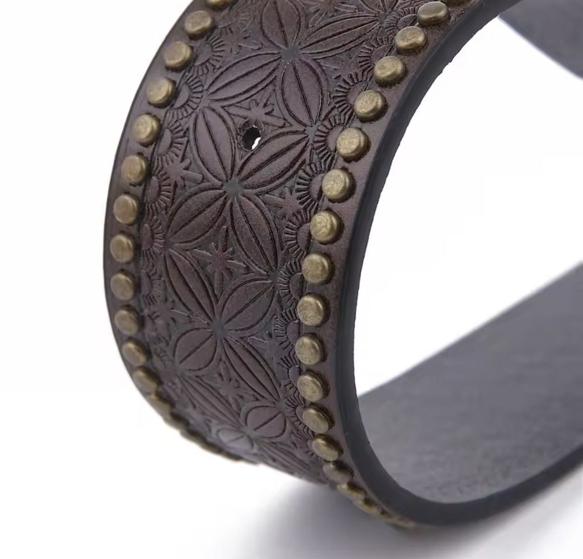Japanese Brand 115 cm WESTERN GRUNGE Brown Embossed Faux Leather Belt Size ONE SIZE - 2 Thumbnail