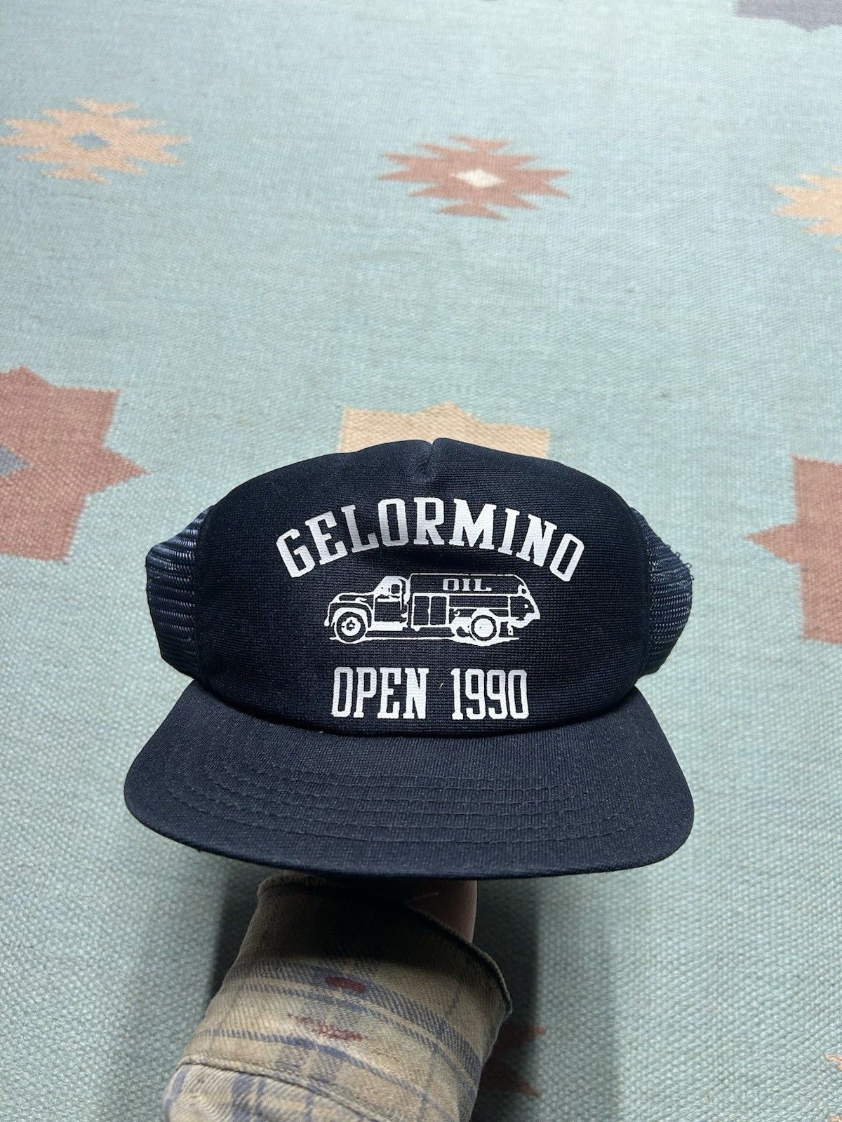 Vintage Vtg 90s trucker hat Gelormino oil new era navy made in USA Size ONE SIZE - 2 Thumbnail