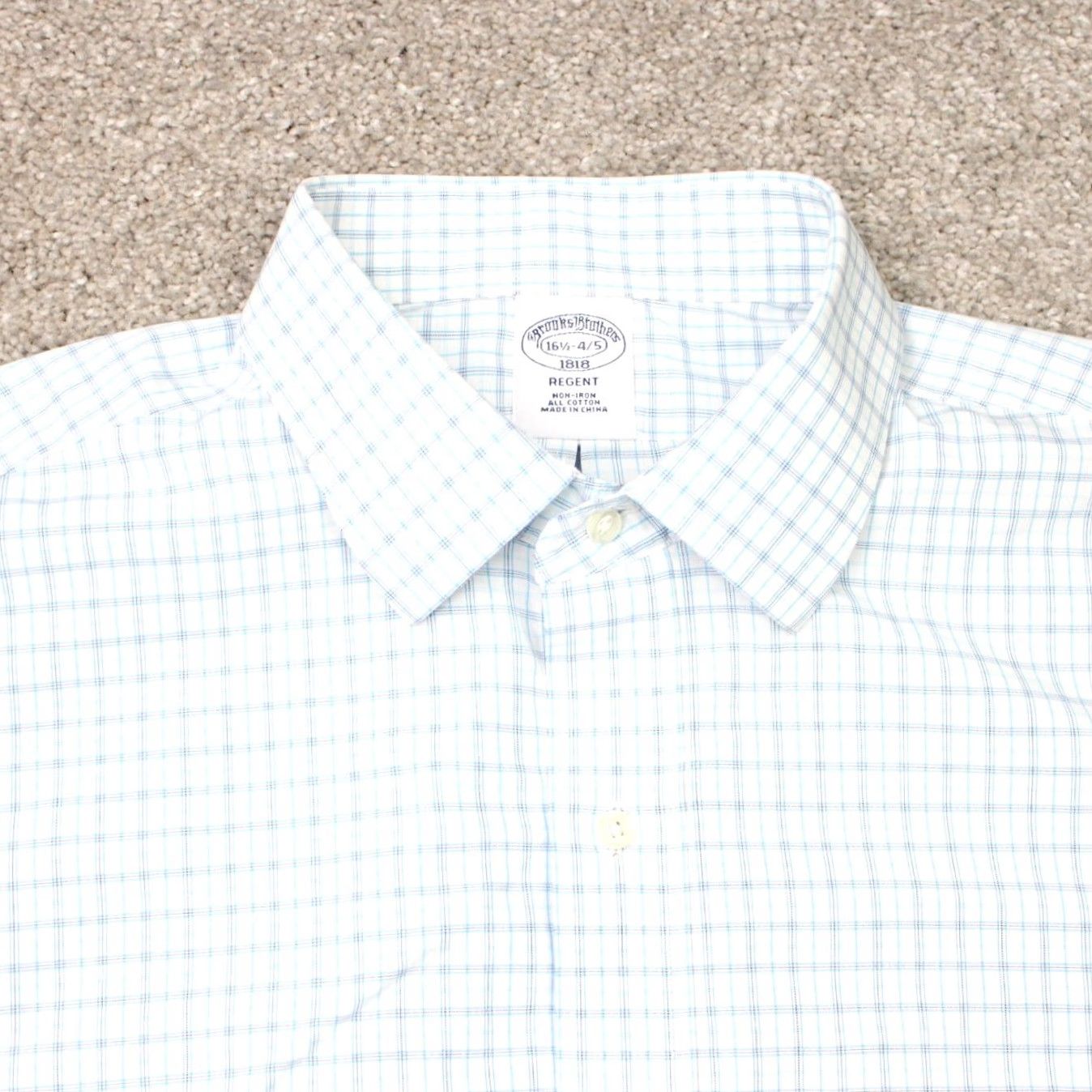 Brooks Brothers Brooks Brothers Shirt Mens 16 1/2 4/5 Blue White Regent Fit Non-Iron Cotton L/S Dress Shirt Mens Regular Blue White Pattern Check Classic 90s? Size US XL / EU 56 / 4 - 6 Thumbnail