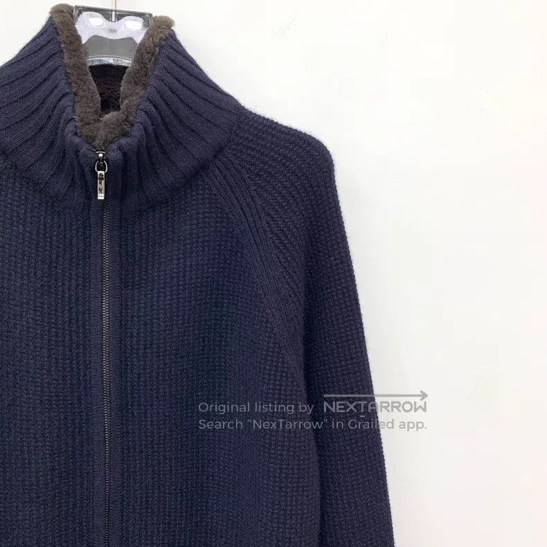 Loro Piana Loro Piana Navy Cashmere Collar Beaver Fur Zip-Up Long Sle Size US M / EU 48-50 / 2 - 3 Thumbnail