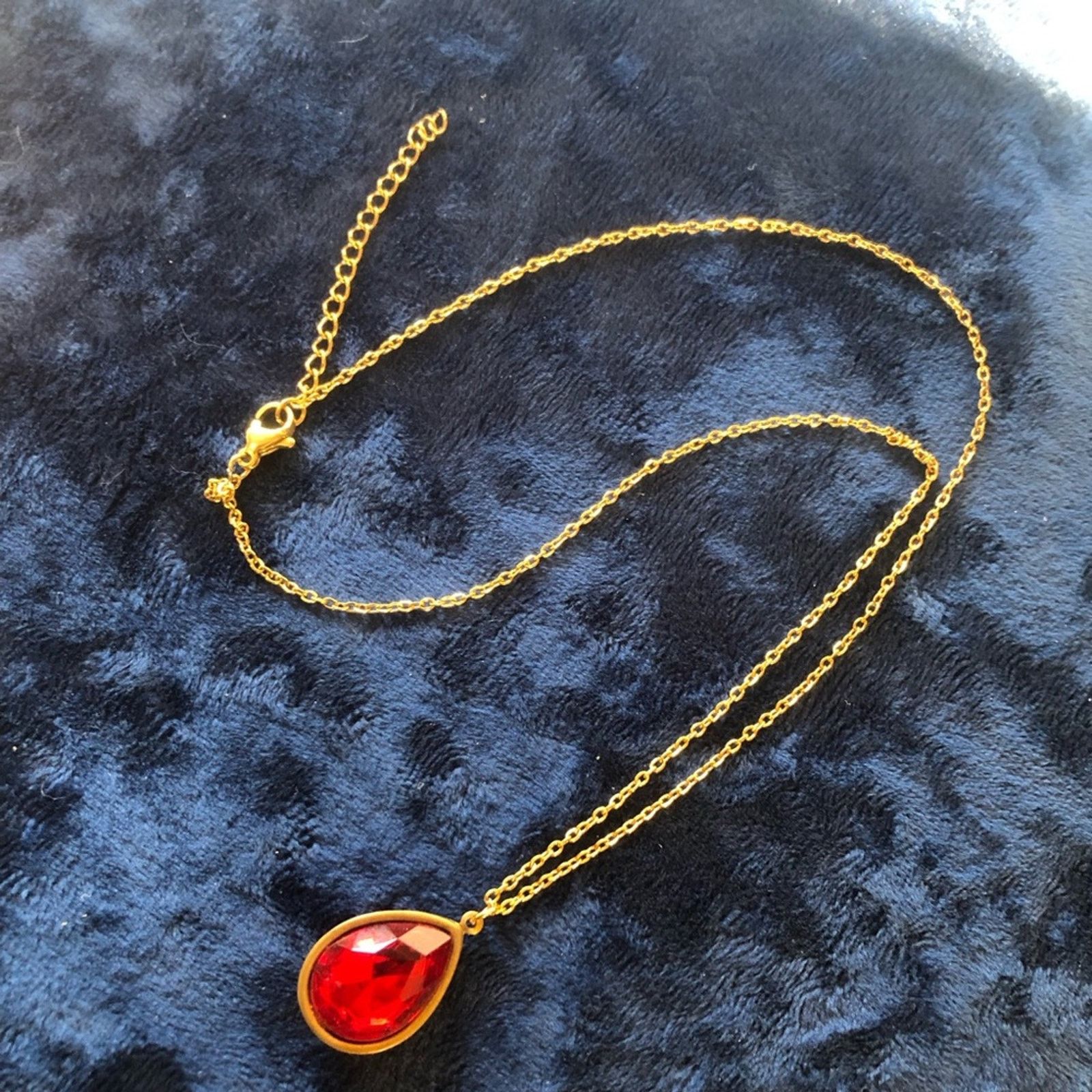 Vintage Vintage repurpose ruby red teardrop pendant necklace Size ONE SIZE - 1 Thumbnail