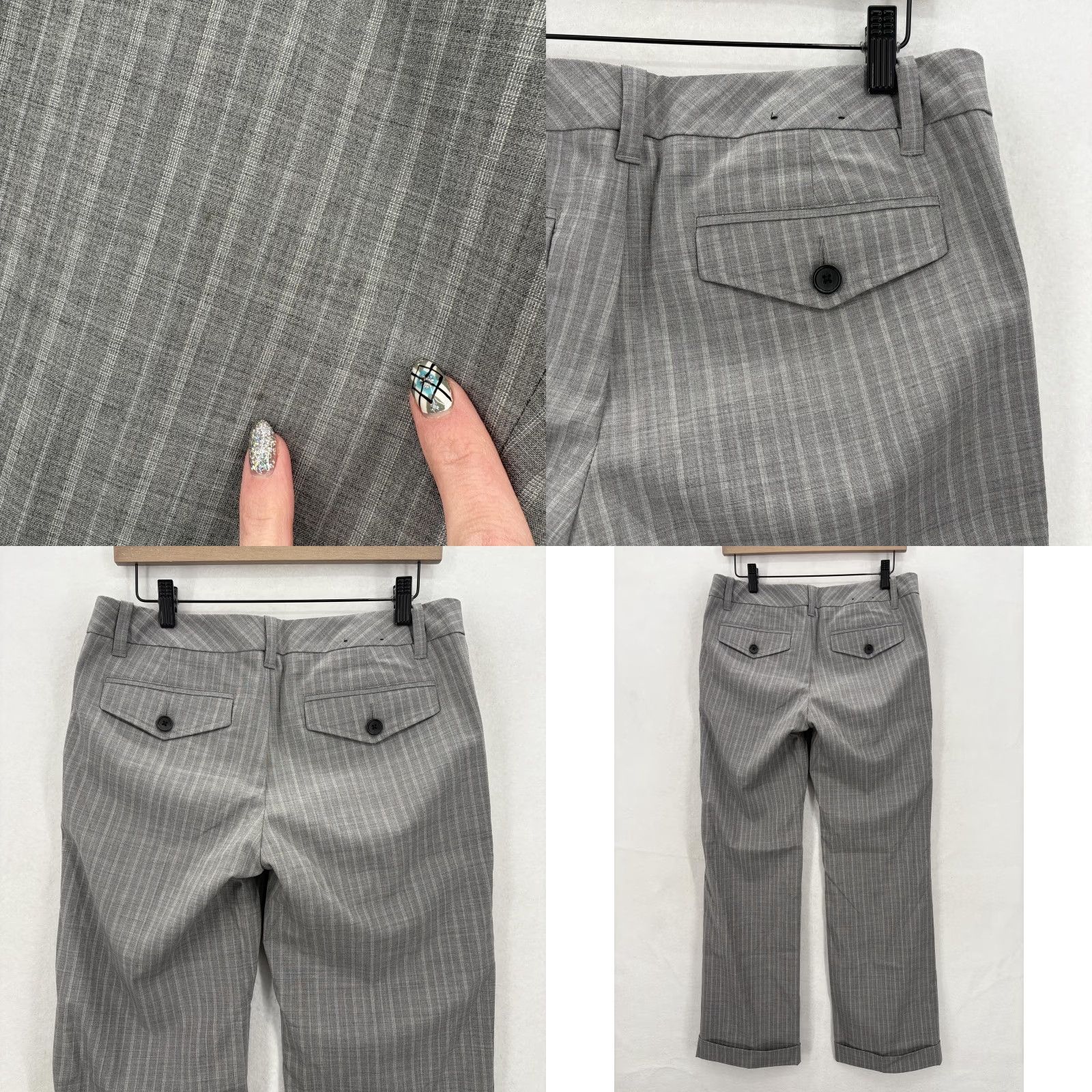 Banana Republic Banana Republic Dress Pants Womens 8 Gray Wool Blend Stretch Pinstripe Cuffed Size 30" / US 8 / IT 44 - 9 Thumbnail