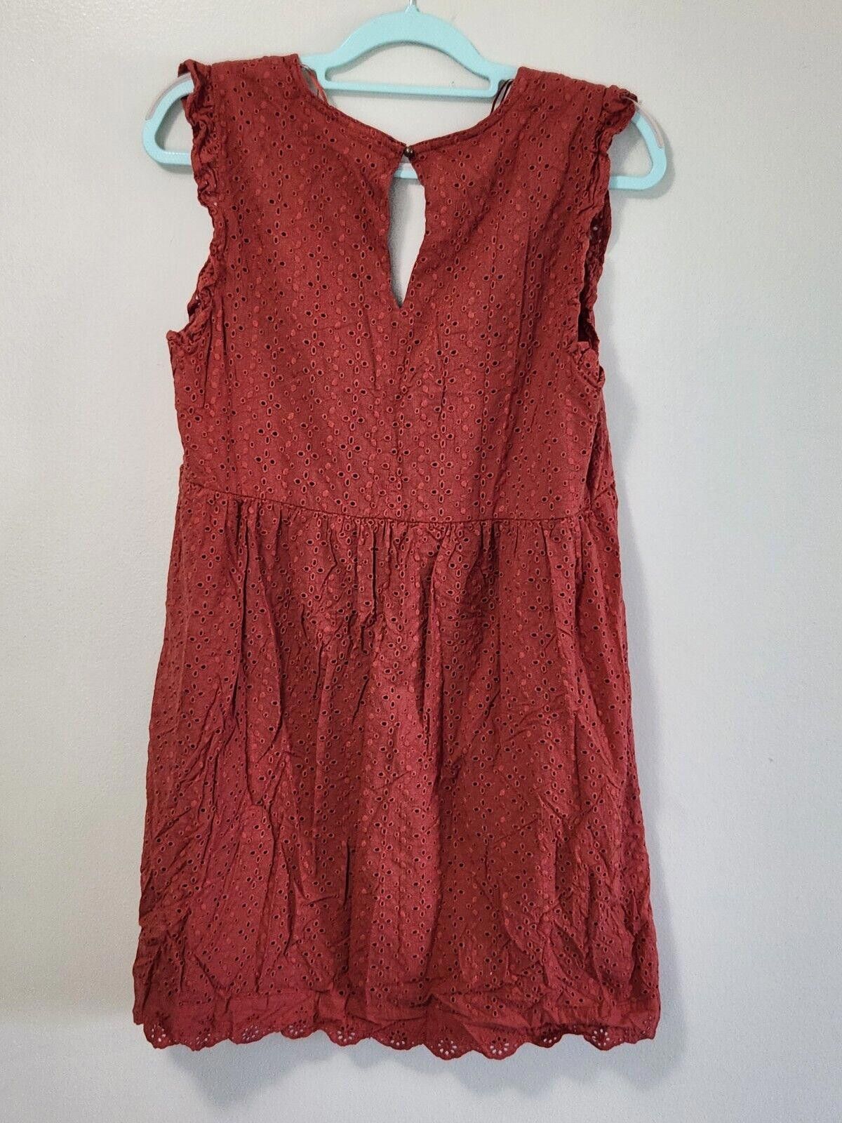 Designer Knox Rose Dress Medium Burned Orange Rust V Neck Boho Chic Size M / US 6-8 / IT 42-44 - 2 Thumbnail