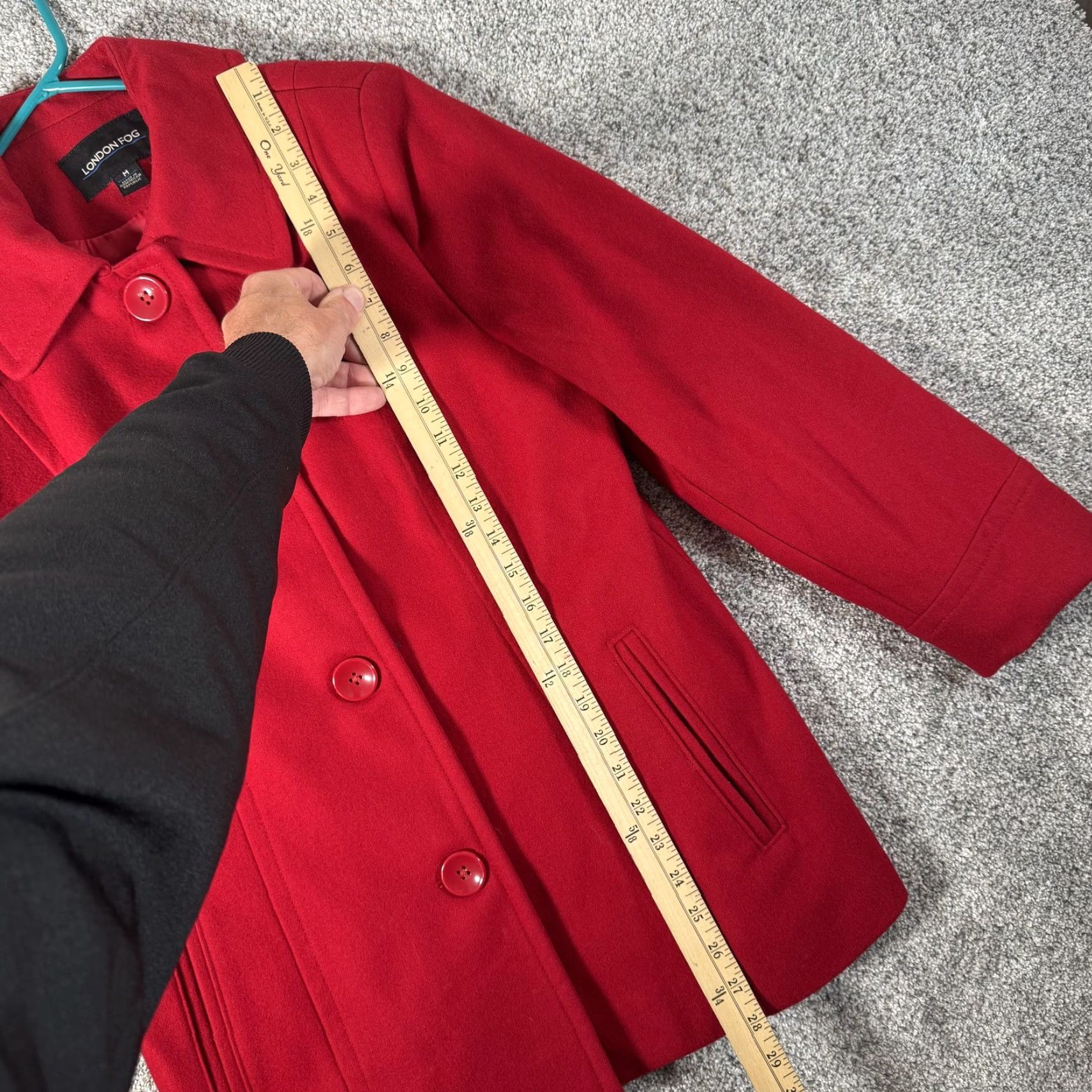 London Fog VINTAGE London Fog Coat M Wool Blend Button Front Lined Winter Jacket Red Womens Mid-Length Size M / US 6-8 / IT 42-44 - 2 Thumbnail