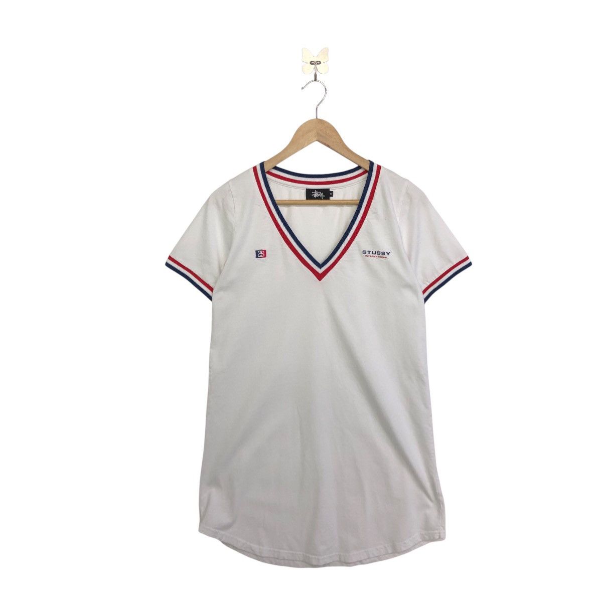 Stussy Stussy International V Neck Women’s Tshirt Size M / US 6-8 / IT 42-44 - 1 Thumbnail