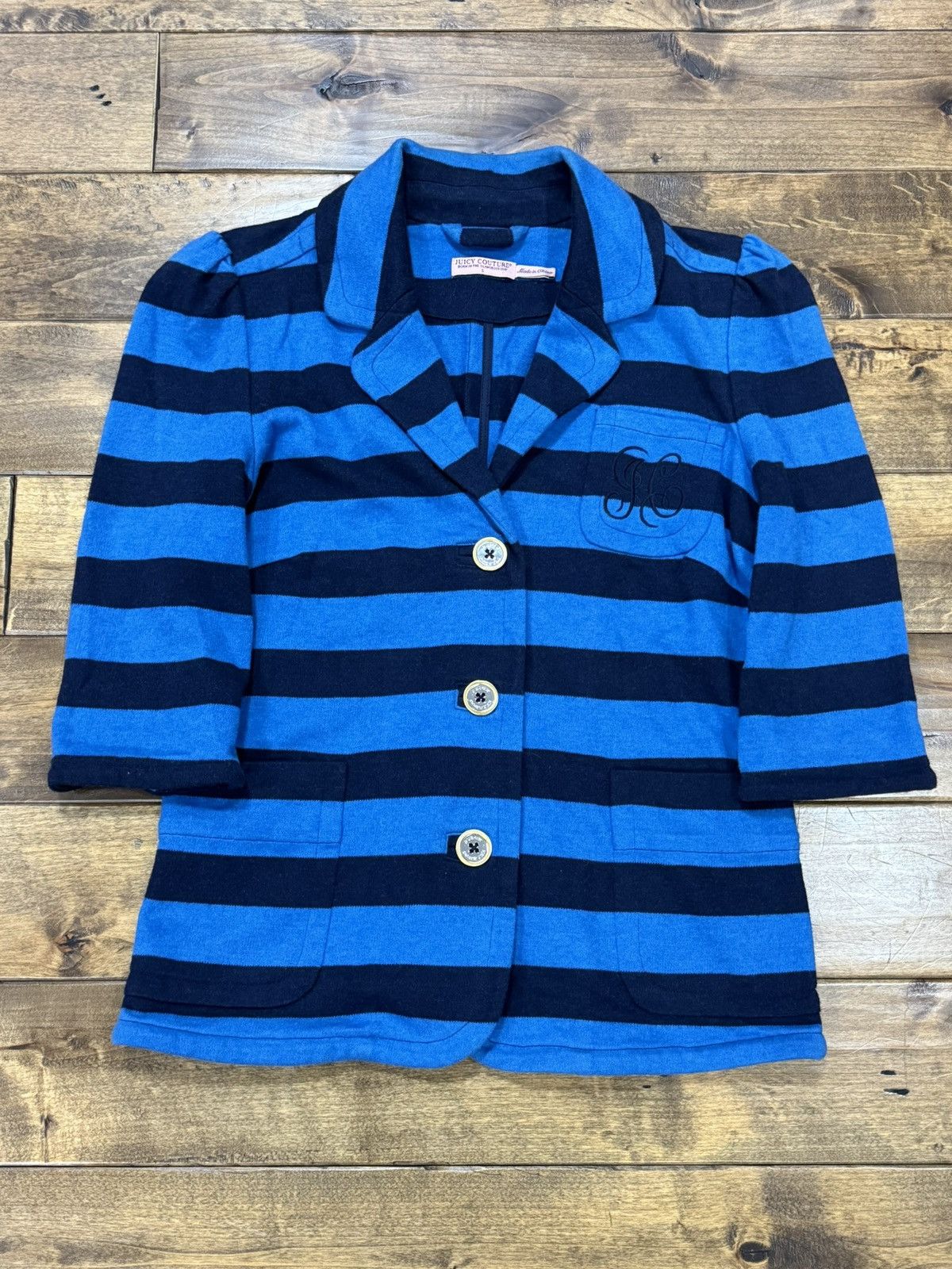 Juicy Couture Y2K Juicy Couture blue striped wool blazer/sweater Size S / US 4 / IT 40 - 2 Thumbnail
