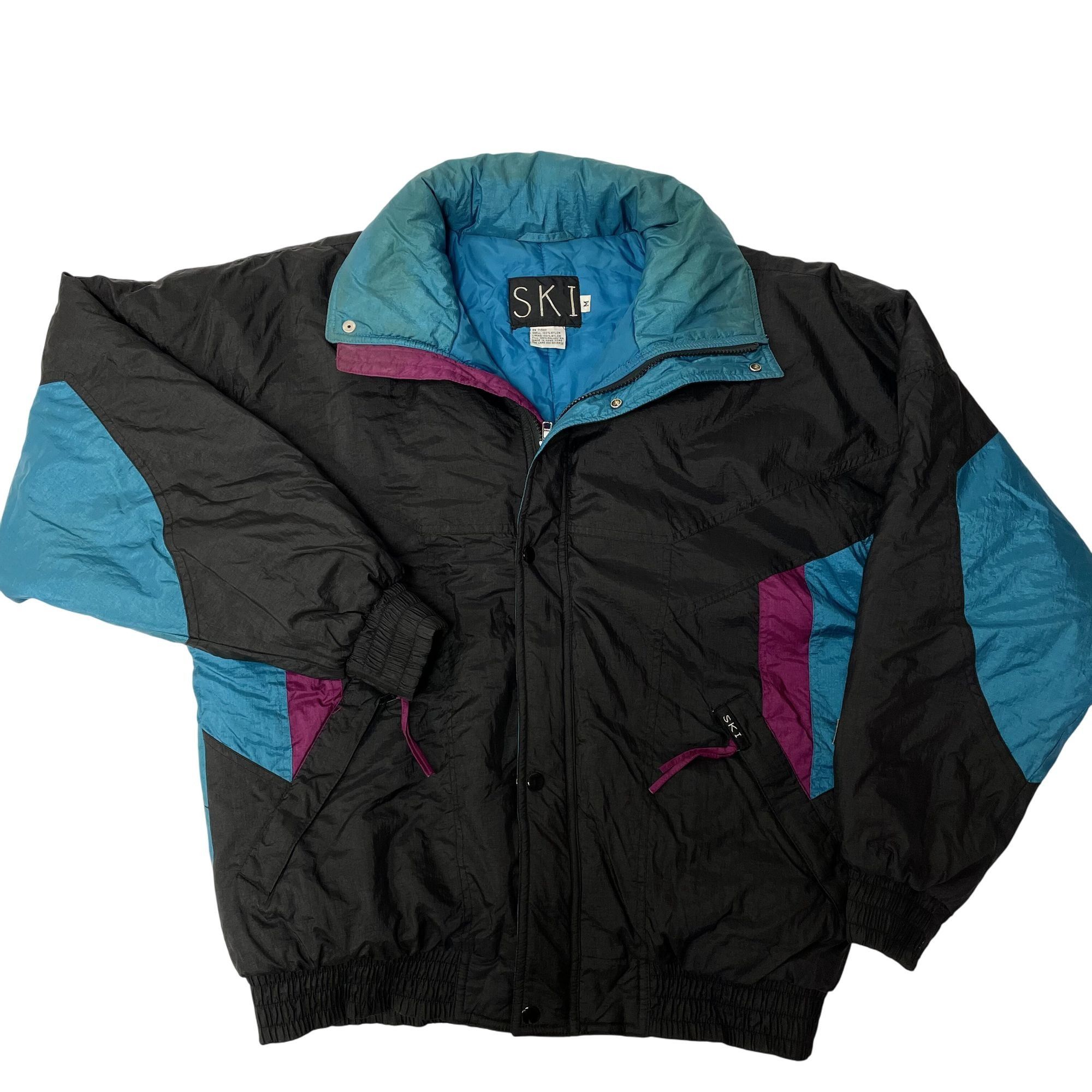 Other Vtg Thermoloft Black Blue COLOR BLOCK Nylon Puffer Jacket Size US M / EU 48-50 / 2 - 1 Thumbnail
