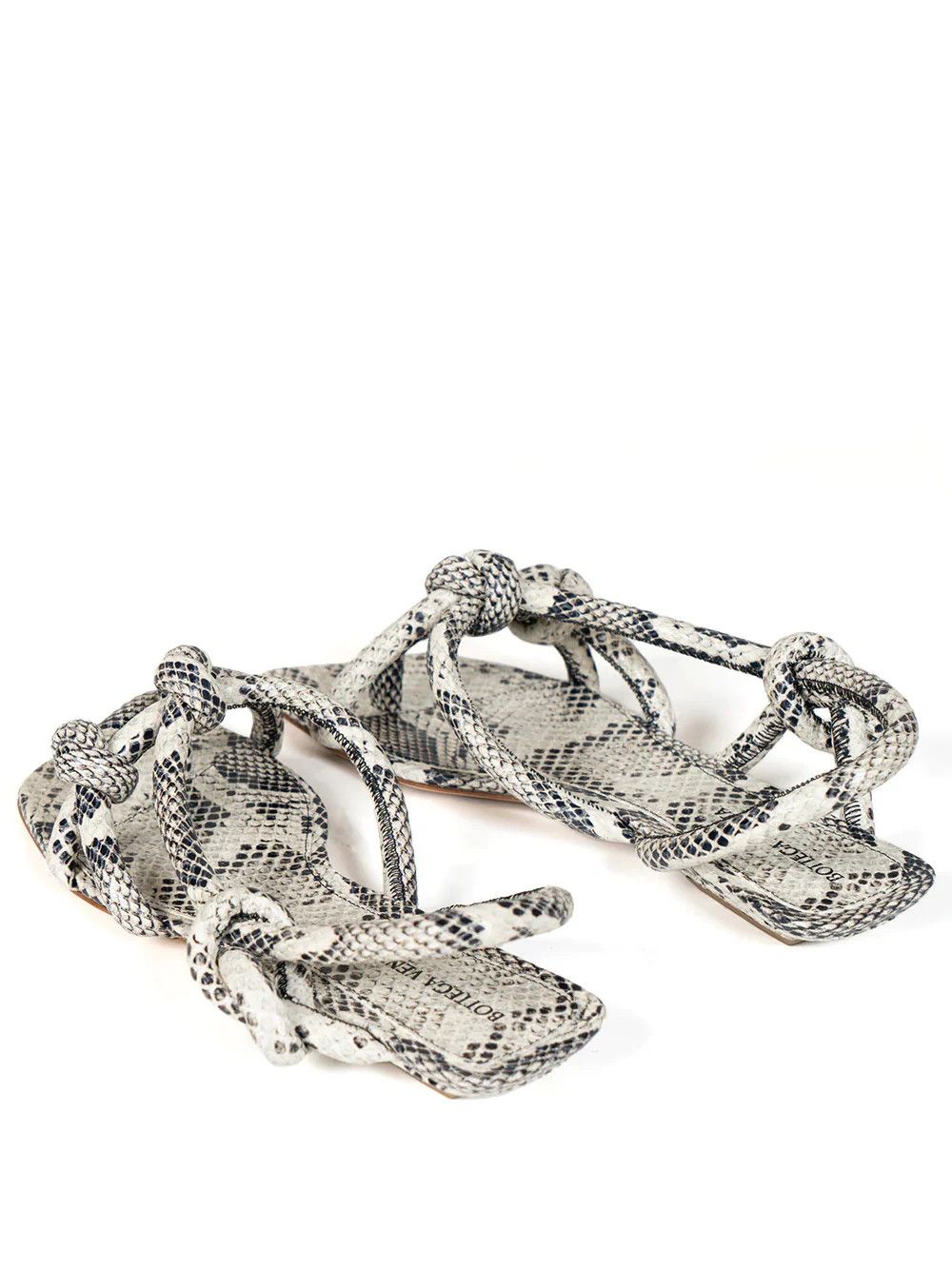 Bottega Veneta o1y0725 Leather Sandals in White/Black Size US 7 / IT 37 - 3 Thumbnail