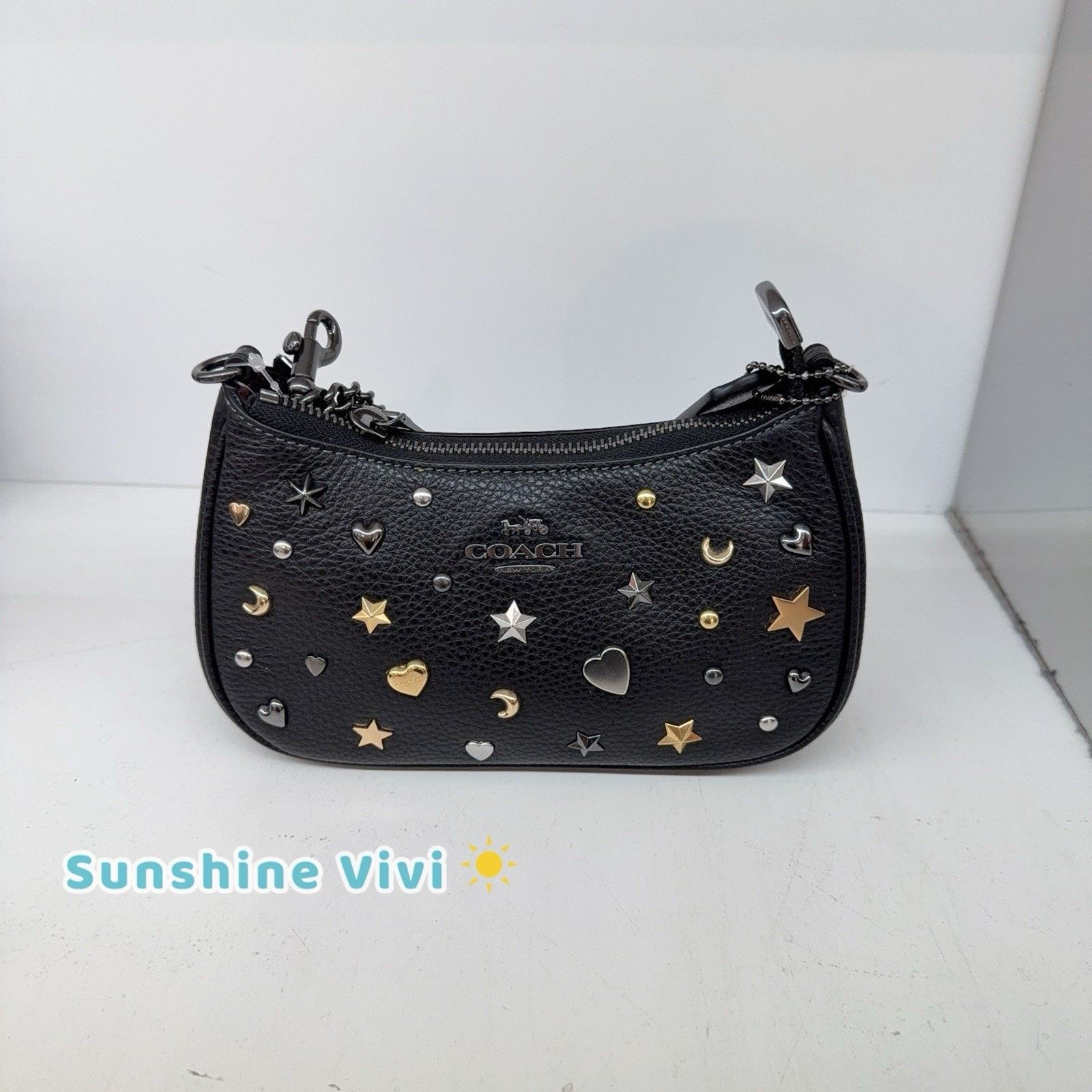 Coach NWT Coach Teri Mini Crossbody Bag Rivets CCE44 Black Size ONE SIZE - 1 Thumbnail