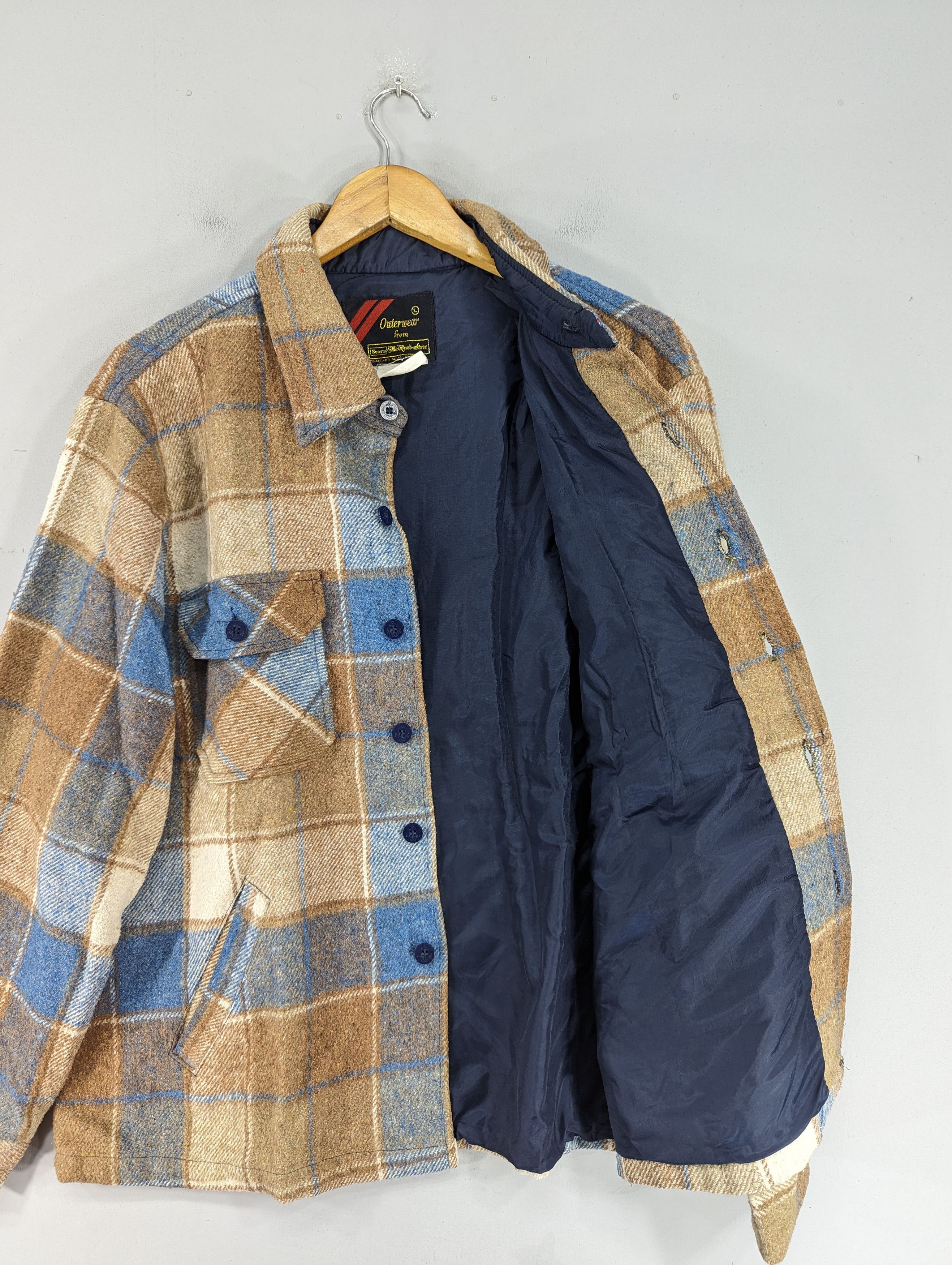 Sears 🔥RARE🔥Vintage Sears Button Ups Plaid Jacket Size US L / EU 52-54 / 3 - 8 Thumbnail