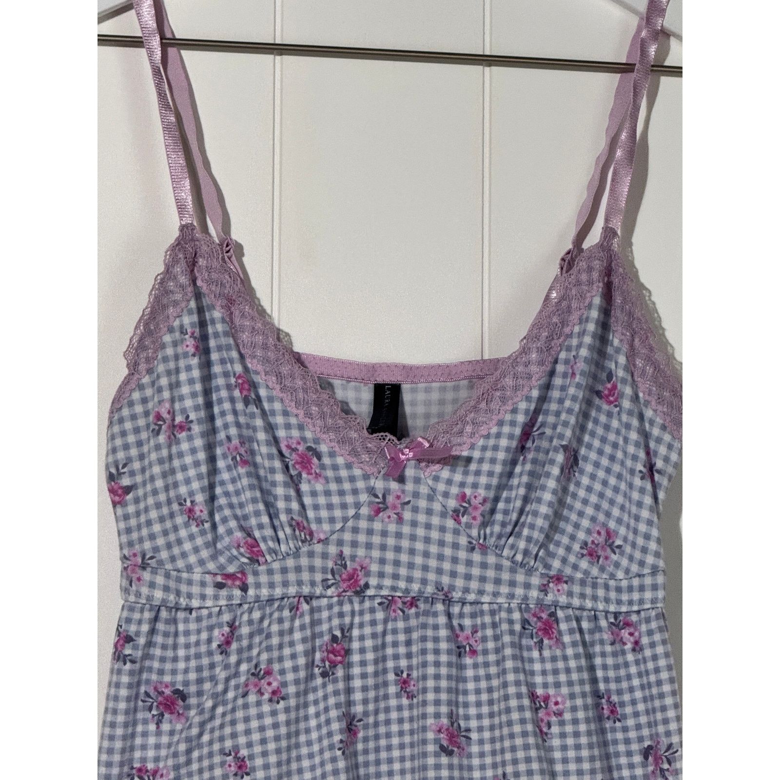 Laura Ashley Vintage Y2K Laura Ashley Gingham Floral Lace Trim Cami Size M / US 6-8 / IT 42-44 - 3 Thumbnail