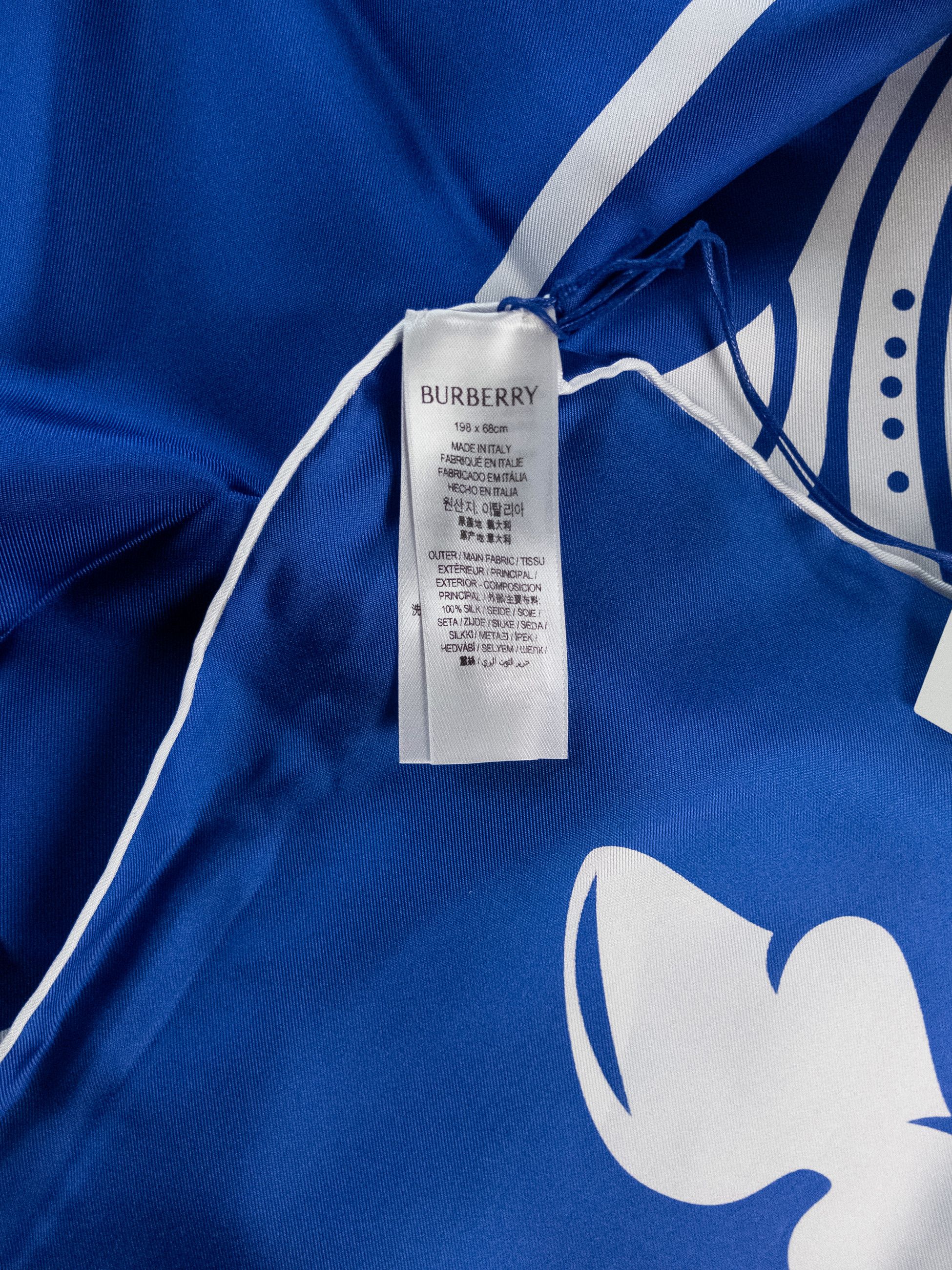 Burberry BURBERRY blue white knight logo print rectangle silk scarf Size ONE SIZE - 6 Thumbnail