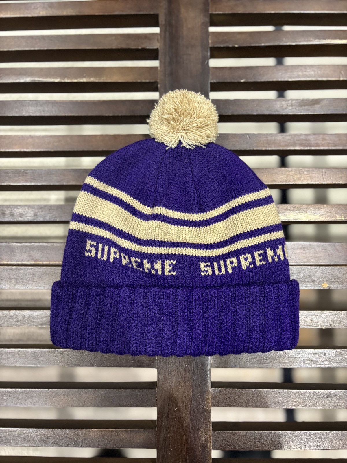 Supreme Supreme Classic Stripe Beanie Purple Size ONE SIZE - 2 Thumbnail