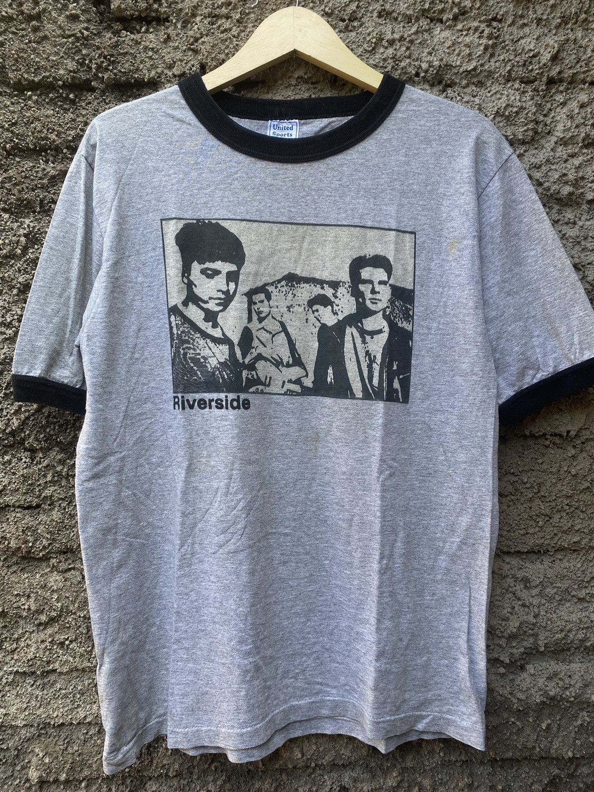 Vintage 90s Riverside Shirt Primal Scream Ocean Blue 