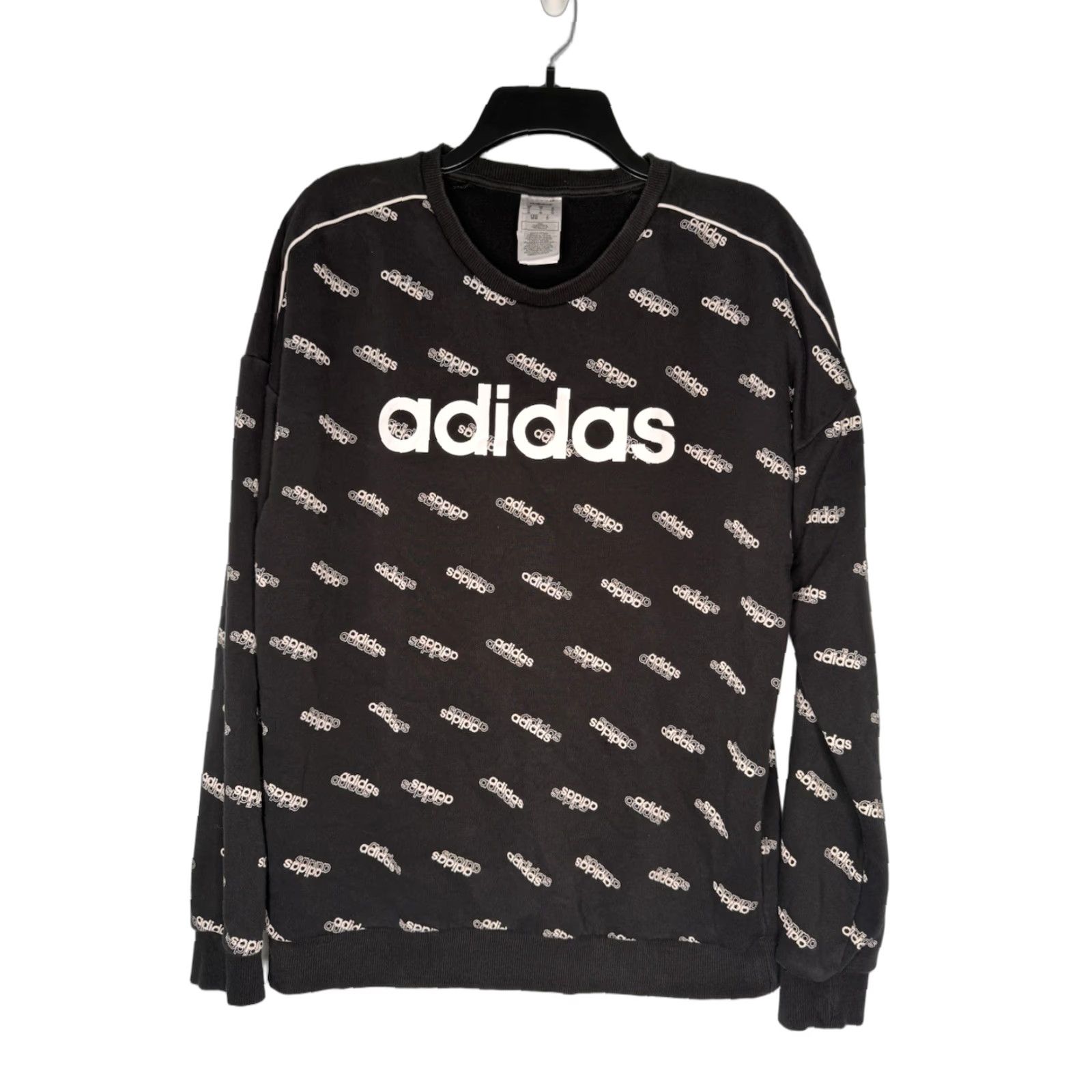 Adidas adidas Sweatshirt Mens Medium Crewneck Black Long Sleeve All Over Print Pullover Size US M / EU 48-50 / 2 - 1 Thumbnail