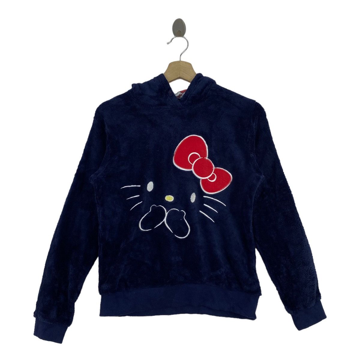 Other HELLO KITTY Embroidered Cartoon Retro Sherpa Navy Hoodie | Grailed