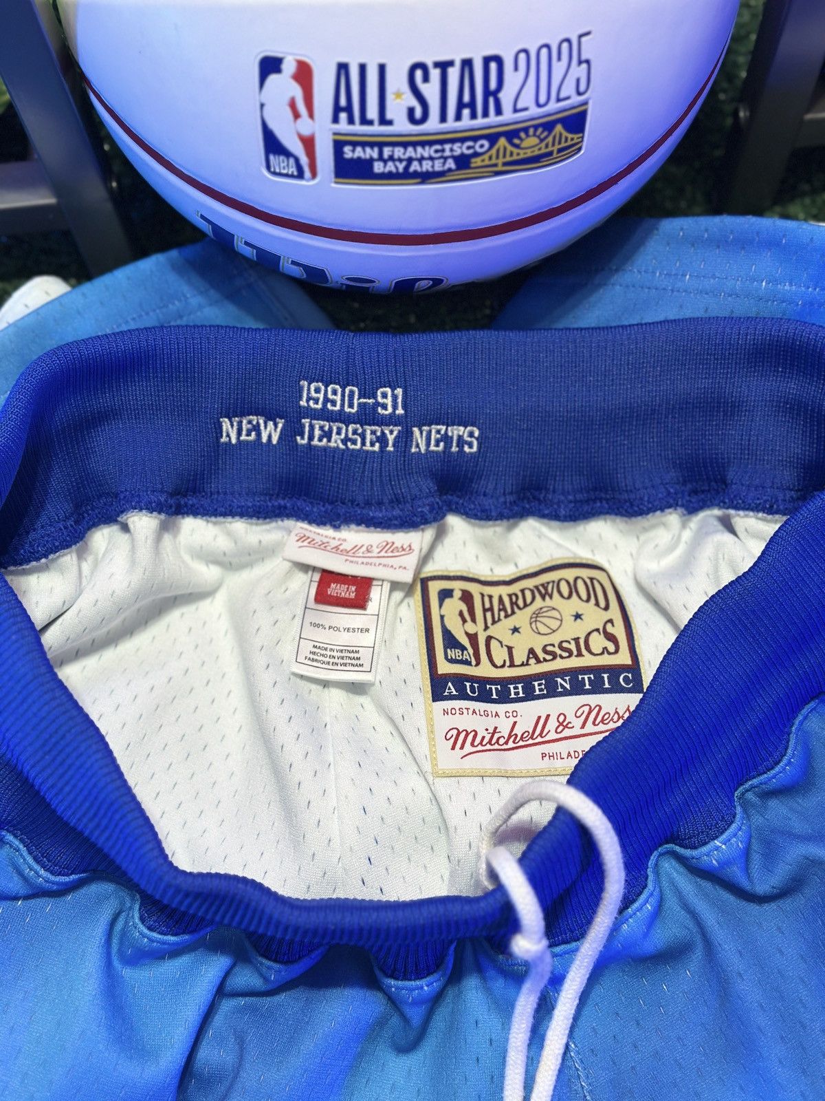 Mitchell & Ness 90-91 Mitchell & Ness New Jersey Nets Authentic Shorts Large Size US 35 - 7 Thumbnail