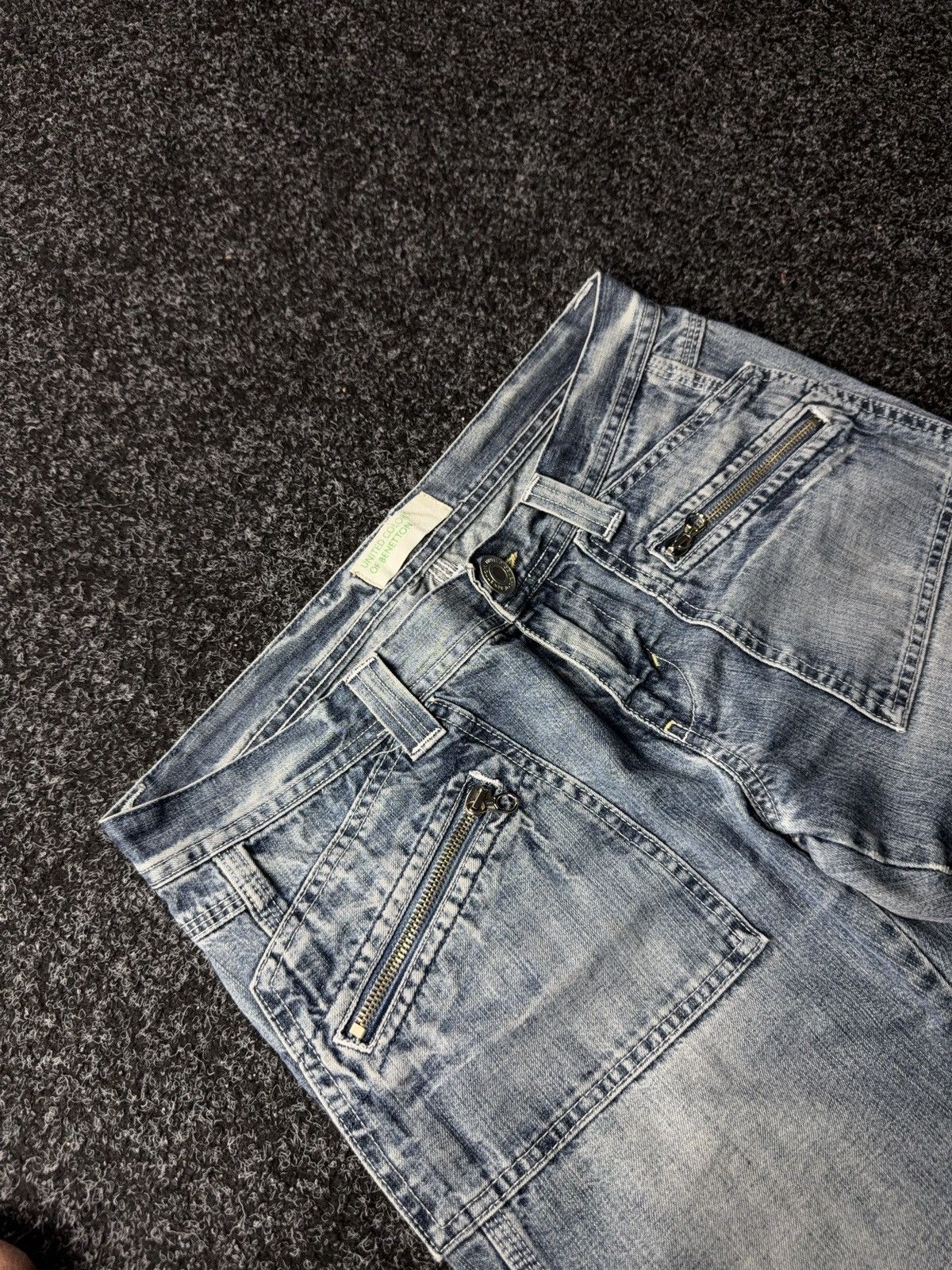 United Colors Of Benetton Retro 90s Benetton Y2K zip pocket wide leg denim jeans 28 Size 30" / US 8 / IT 44 - 8 Thumbnail
