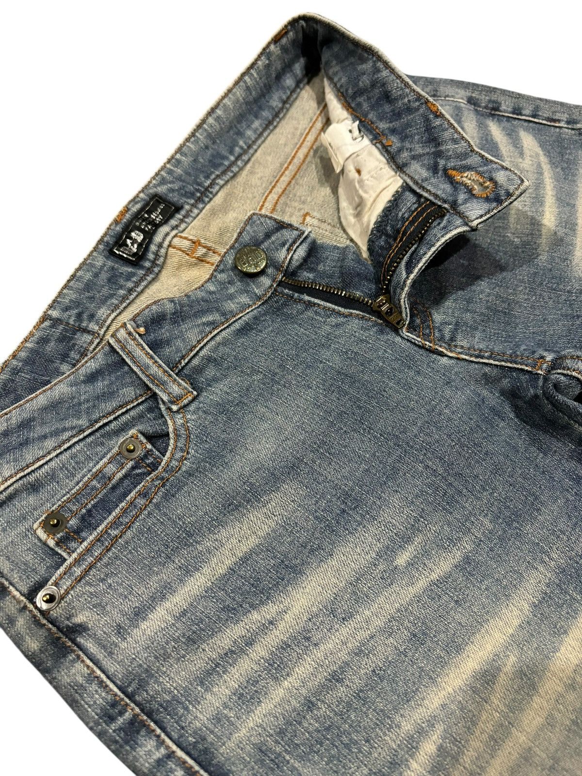 Japanese Brand Y2k BAD Flared Bootcut Faded Bondage Punk Stretch Jeans Size US 29 - 5 Thumbnail