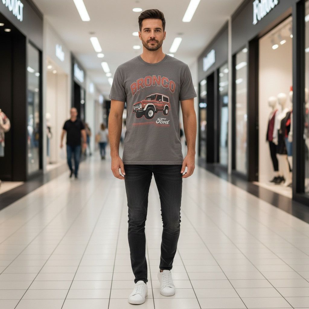Ford Men's Ford Bronco Short Sleeve Tee - Medium - Gray/Red Size US M / EU 48-50 / 2 - 1 Thumbnail