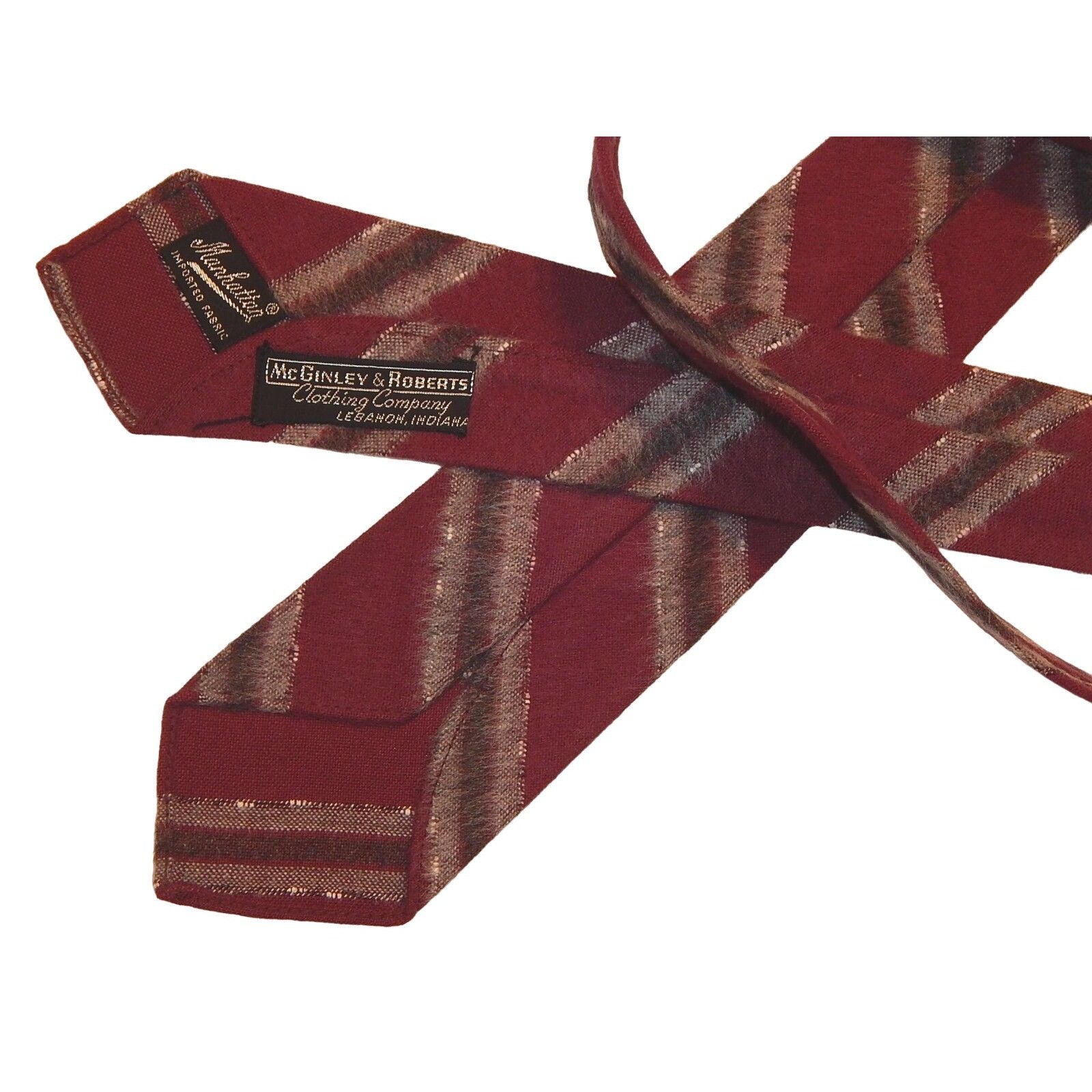 Other Vtg Manhattan Maroon Gray STRIPE Necktie ROCKABILLY Tie Size ONE SIZE - 3 Thumbnail